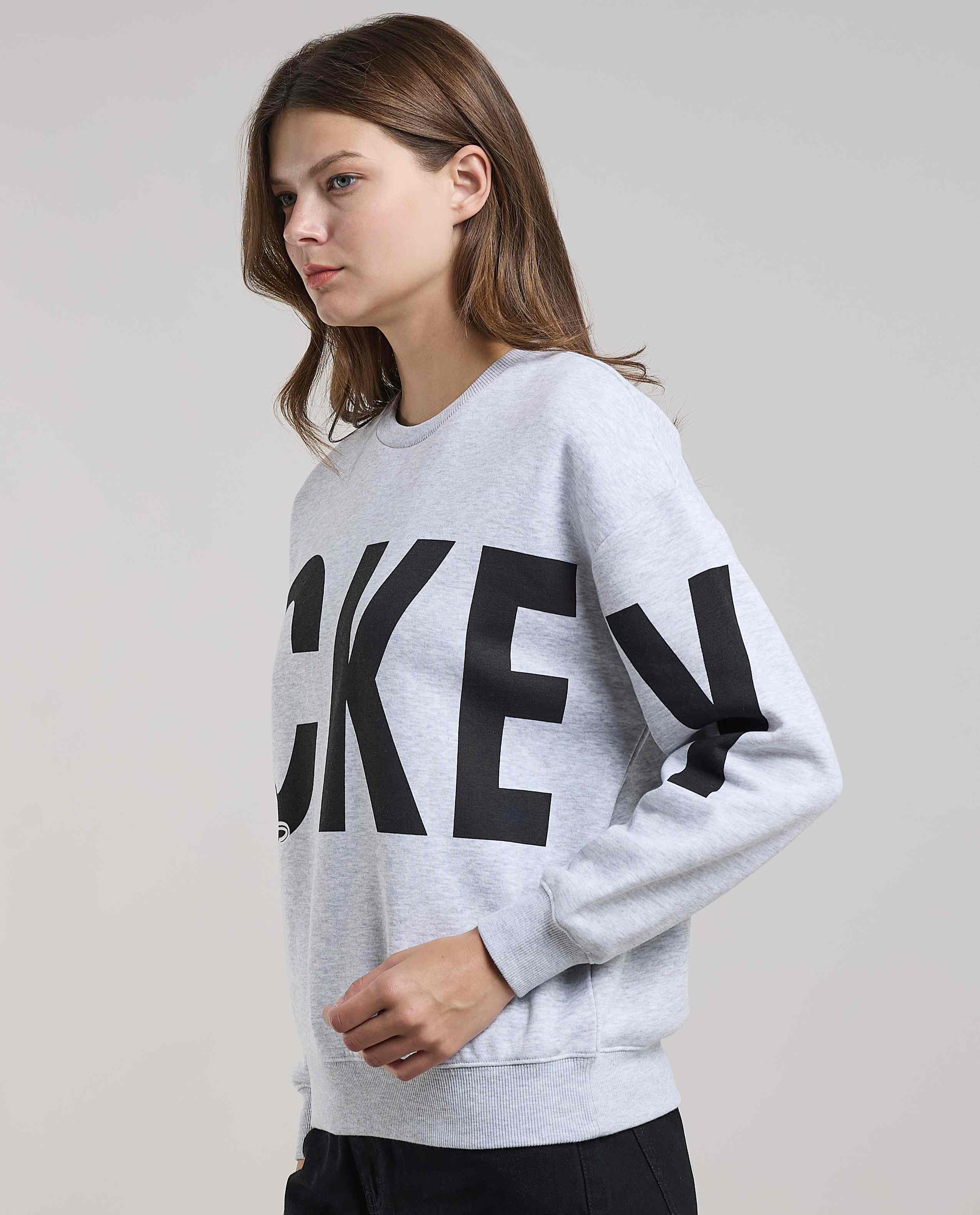 Mickey Mouse Print Sweatshirt with Crew Neck and Long Sleeves