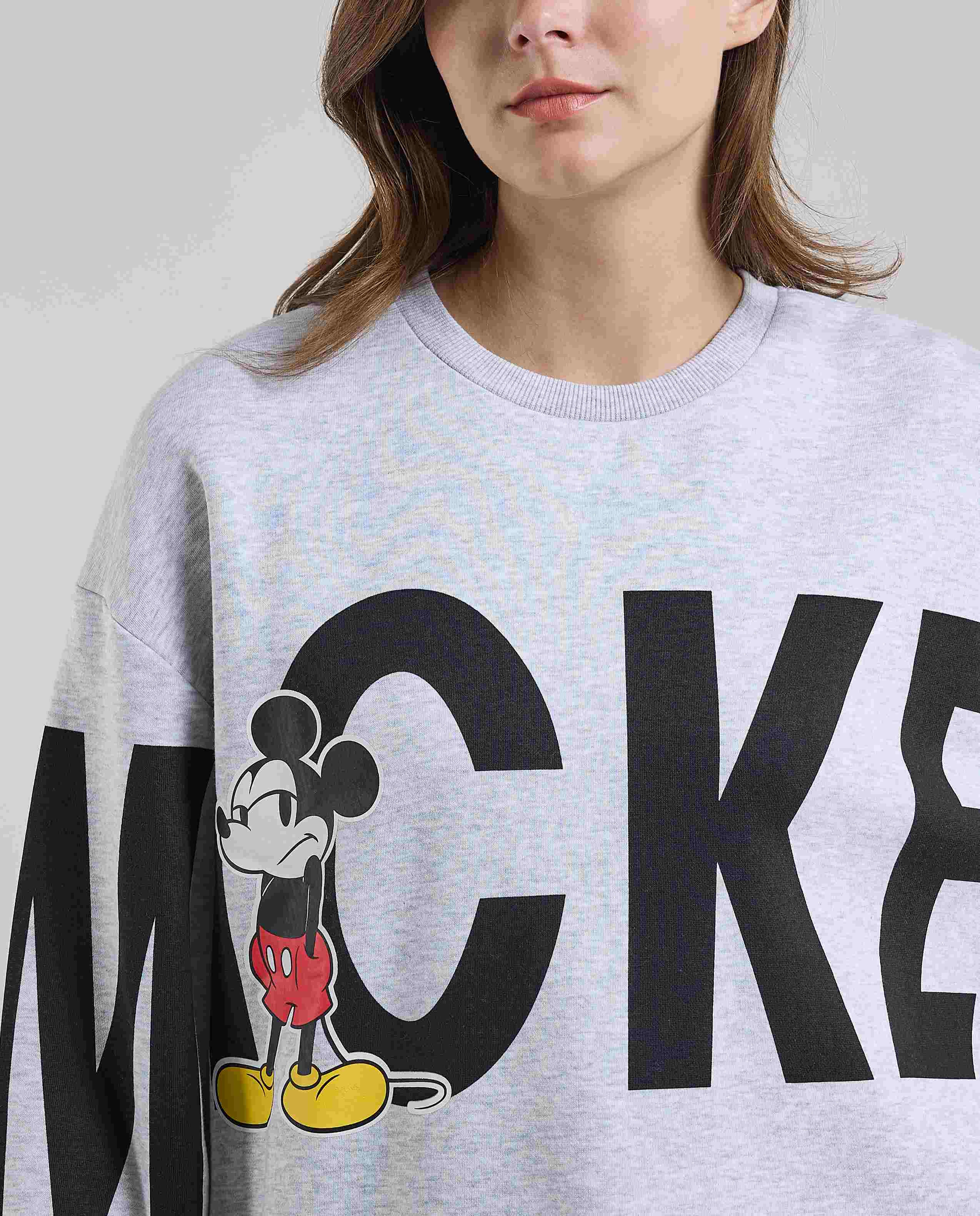 Mickey Mouse Print Sweatshirt with Crew Neck and Long Sleeves