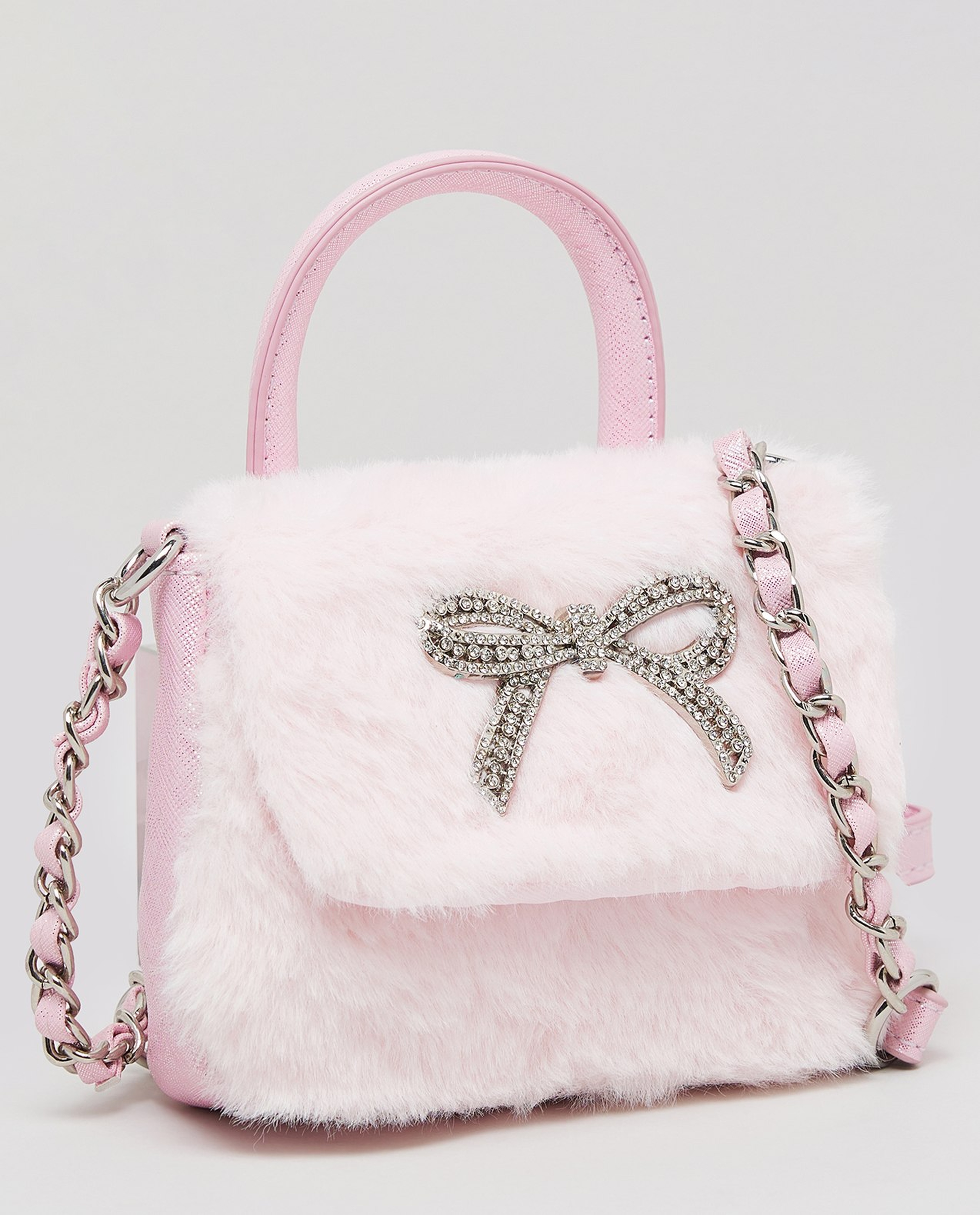 Bow Detail Furry Mini Bag