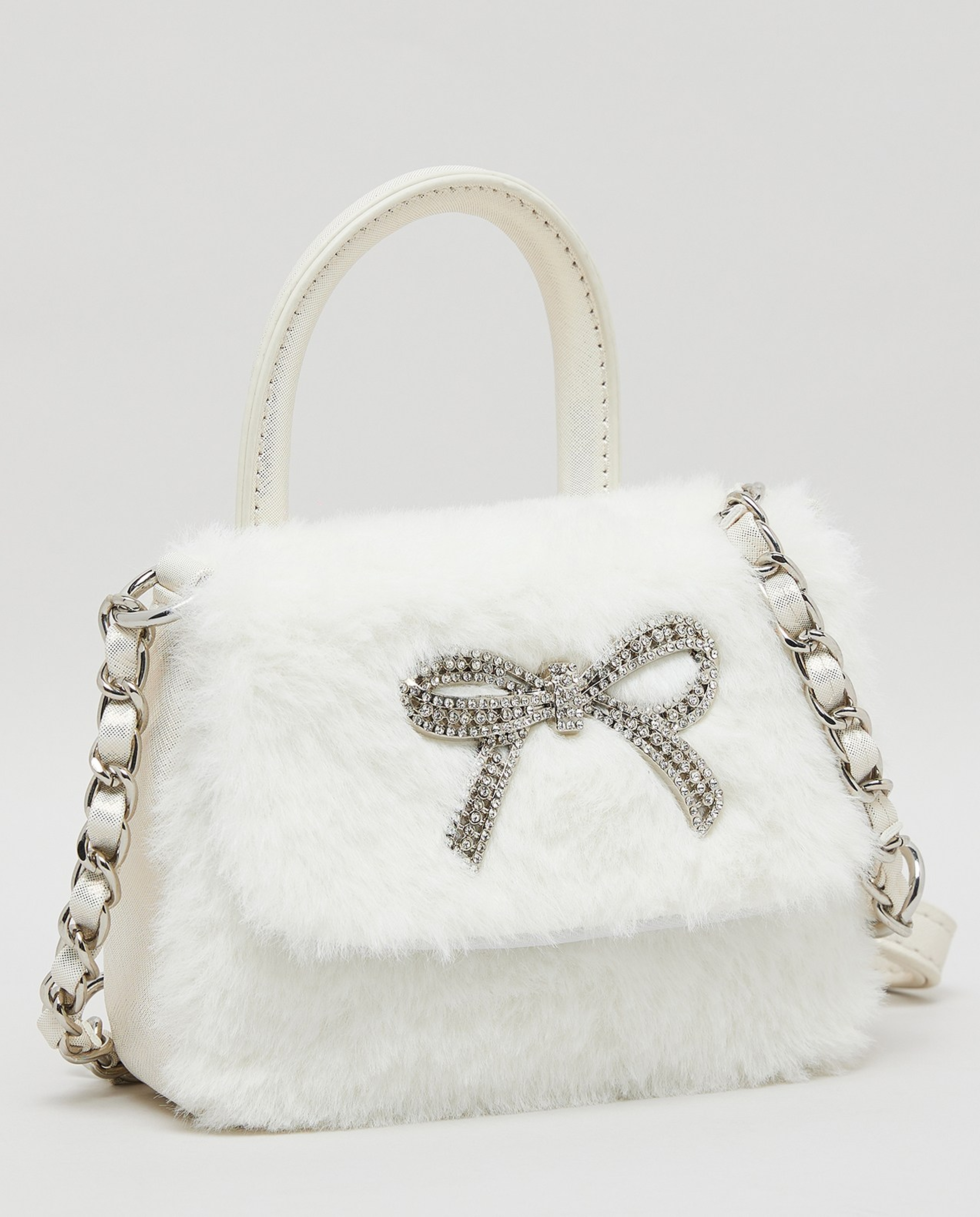 Bow Detail Furry Mini Bag