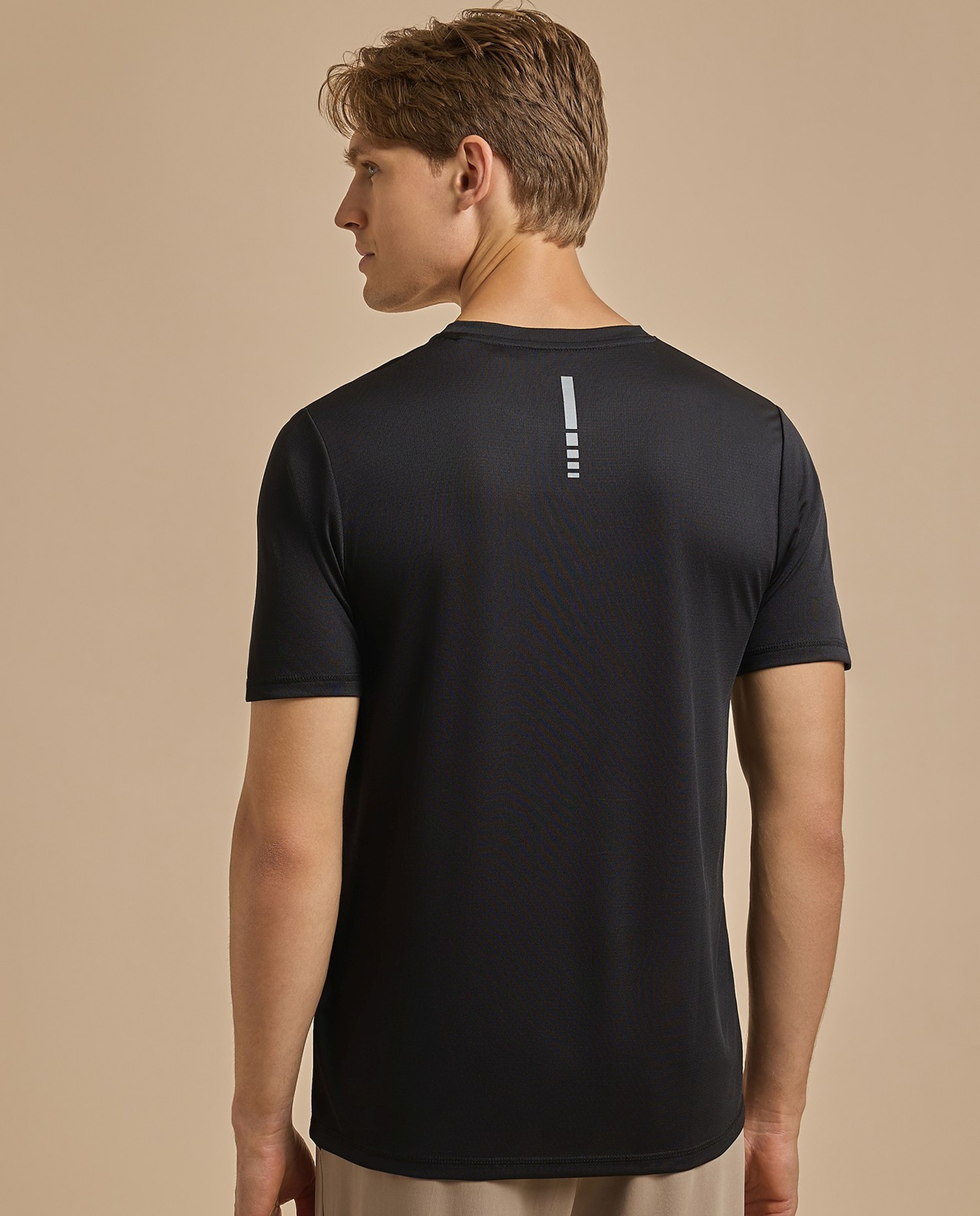 Logo Detail Active T-Shirt with Crew Neck and Short Sleeves