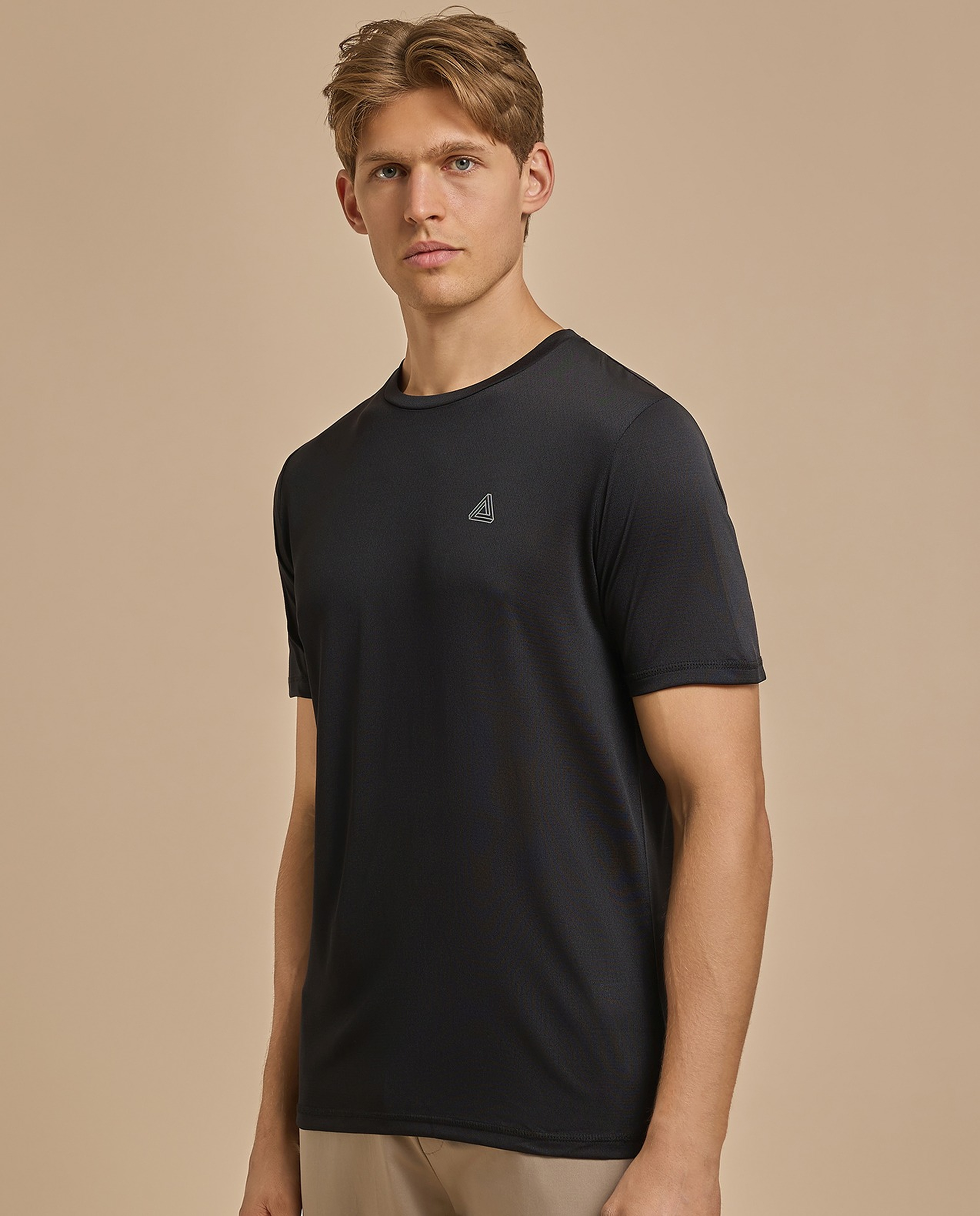 Logo Detail Active T-Shirt with Crew Neck and Short Sleeves