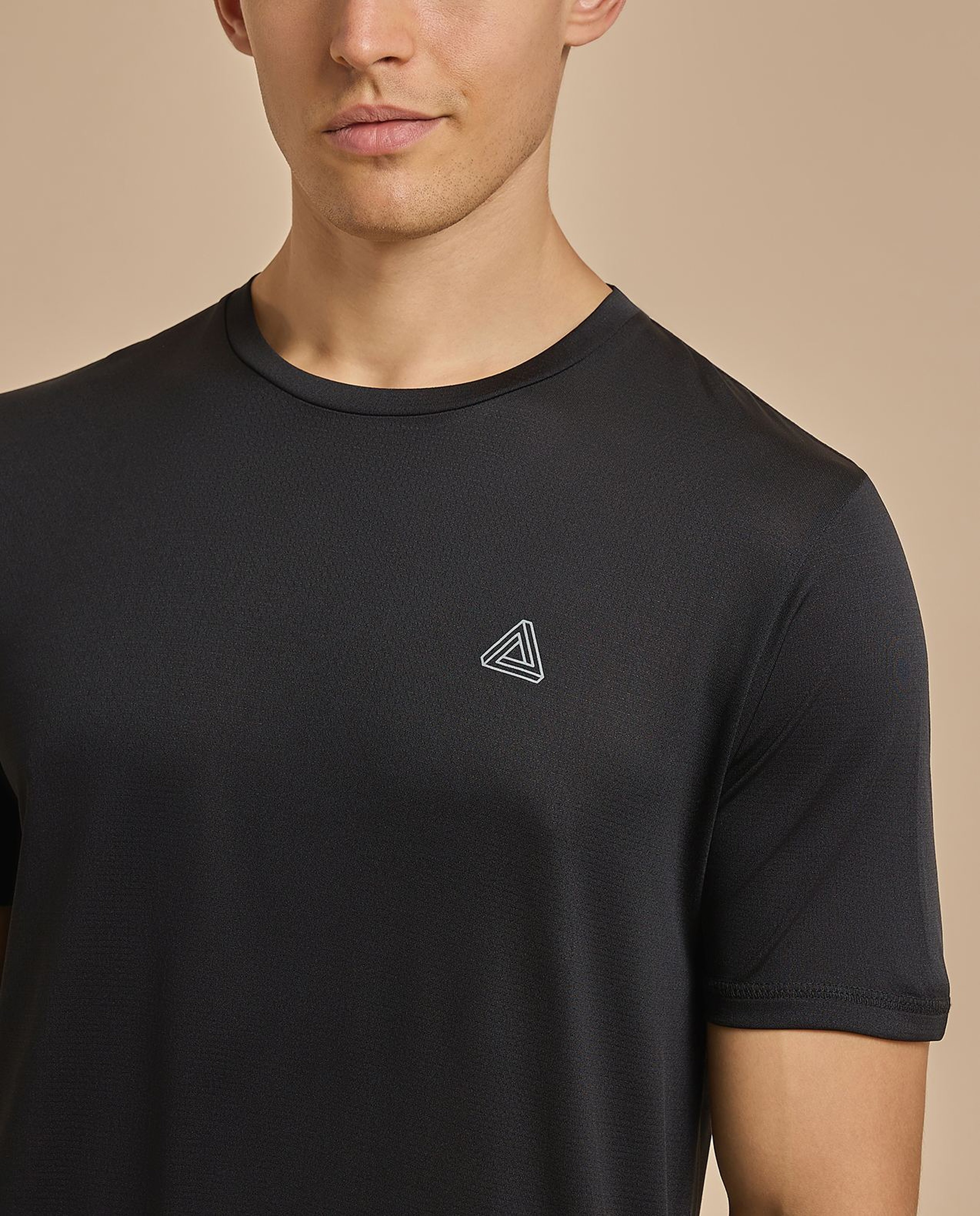 Logo Detail Active T-Shirt with Crew Neck and Short Sleeves