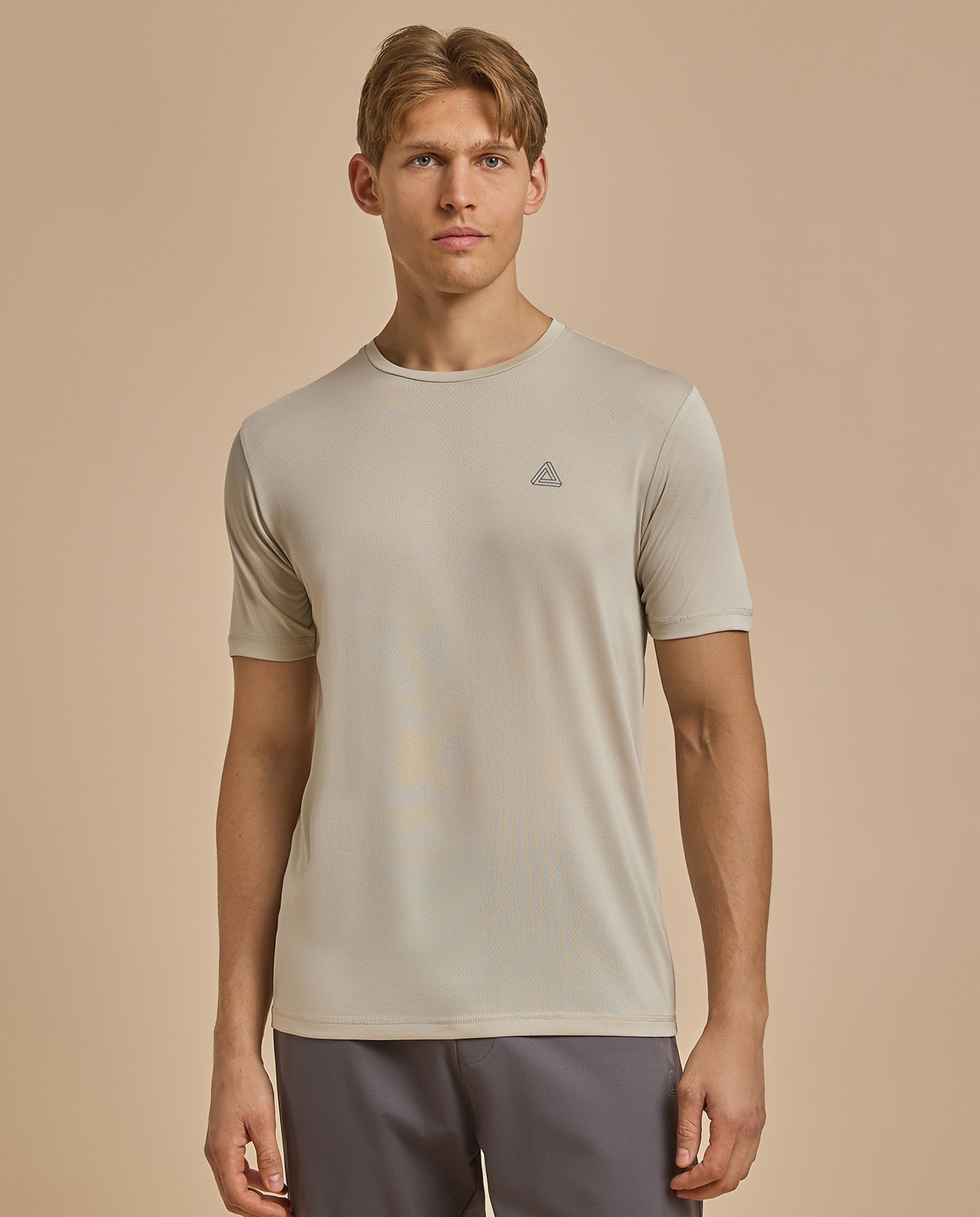 Logo Detail Active T-Shirt with Crew Neck and Short Sleeves