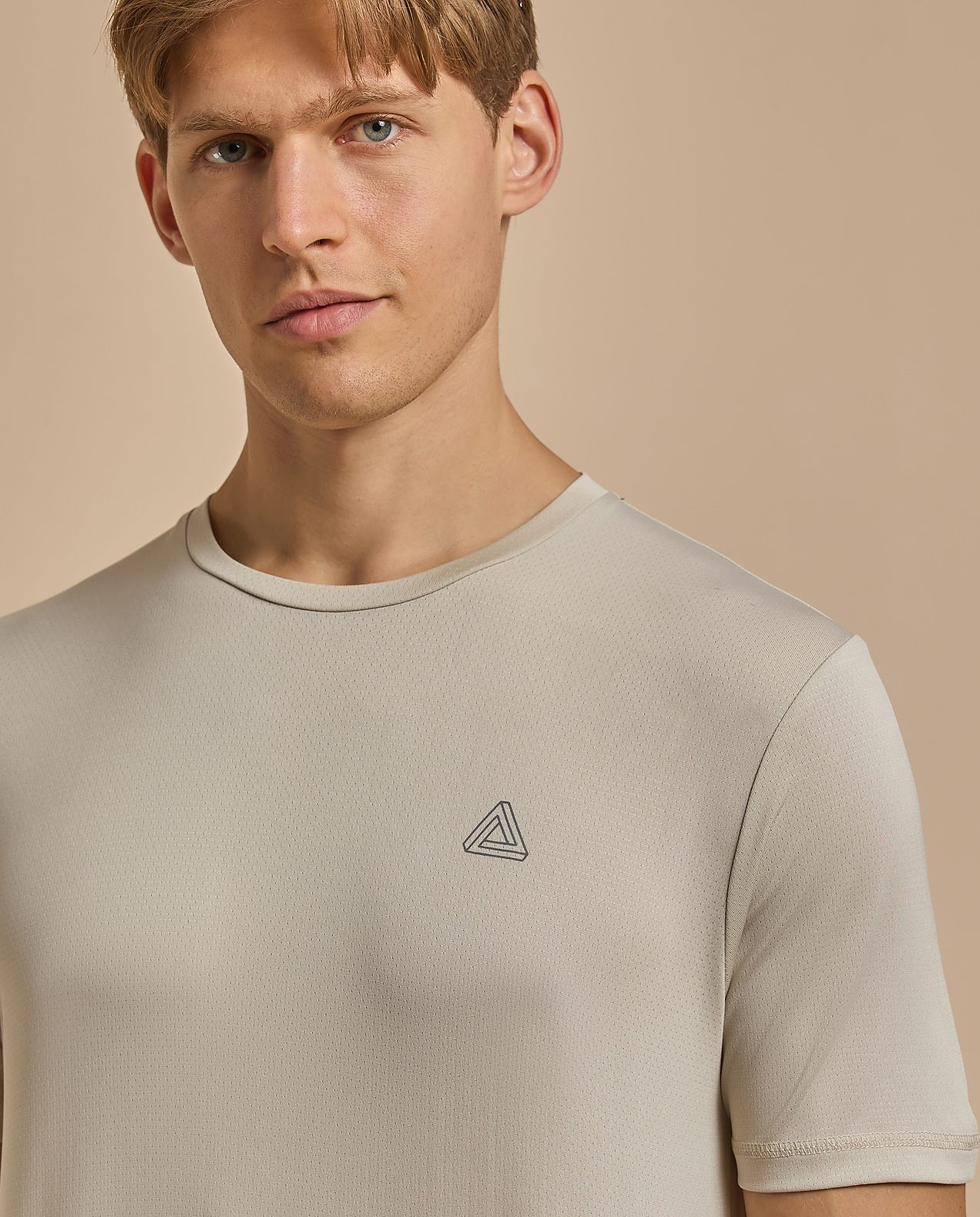 Logo Detail Active T-Shirt with Crew Neck and Short Sleeves