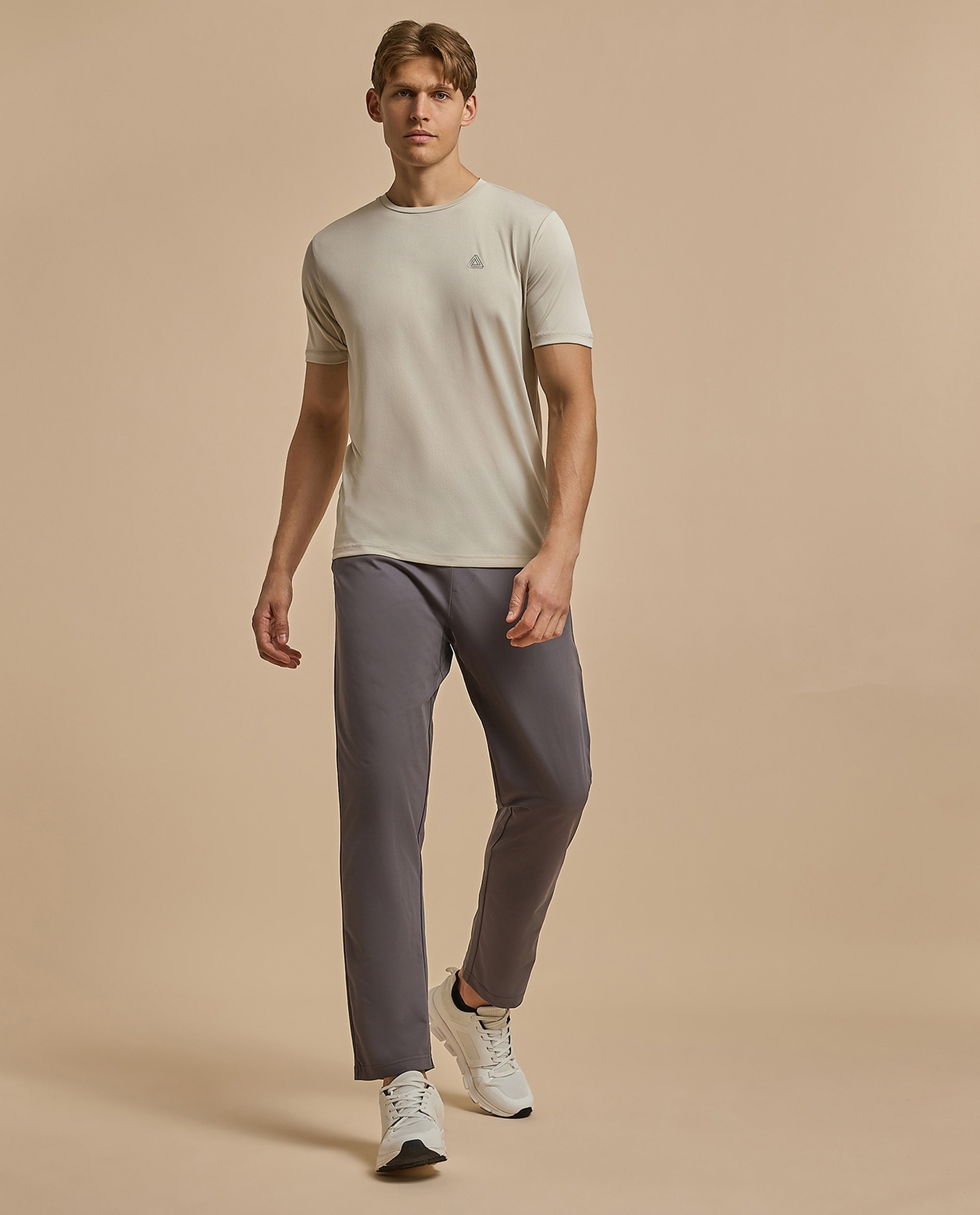 Logo Detail Active T-Shirt with Crew Neck and Short Sleeves