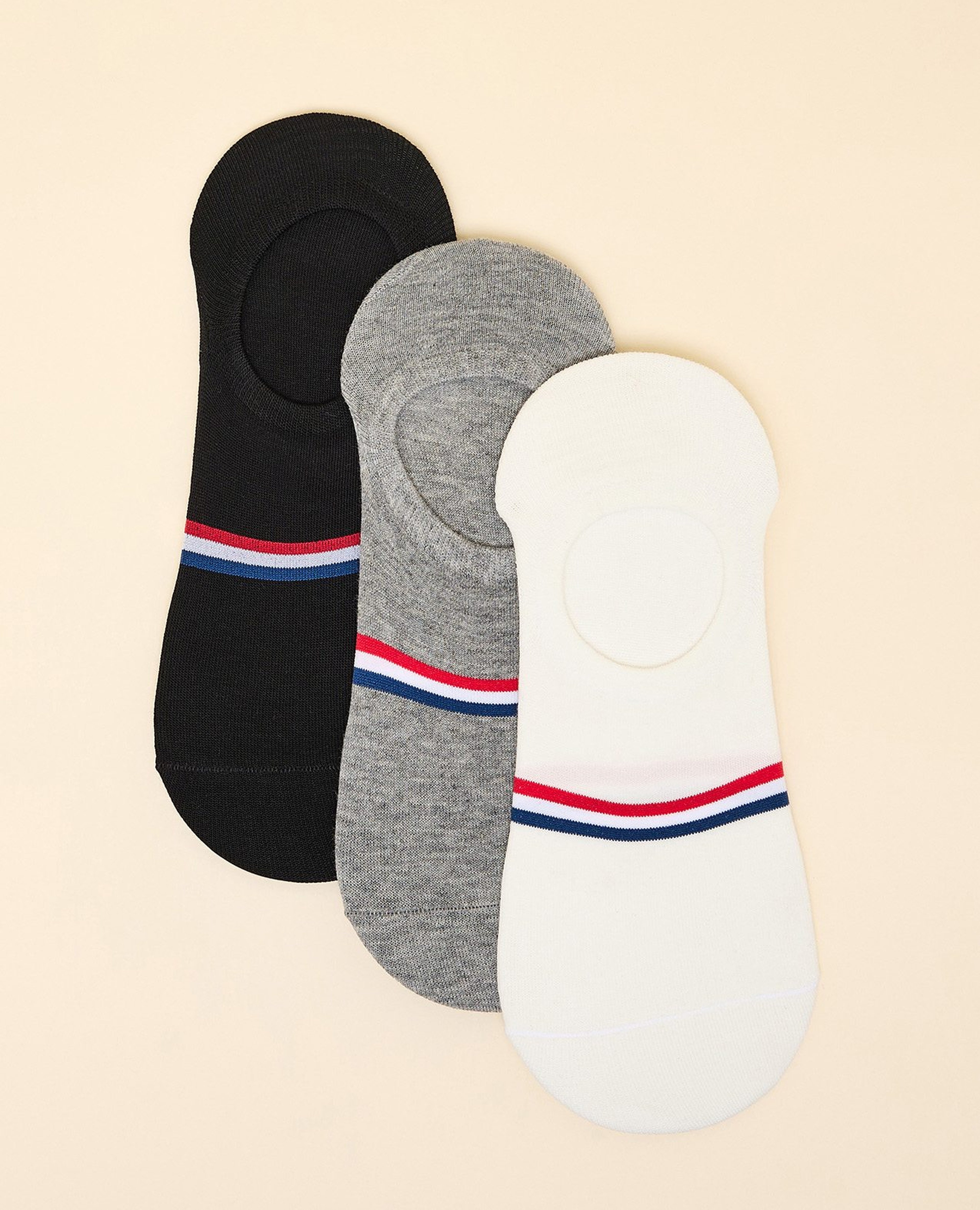 3 Pack Striped No Sho Socks
