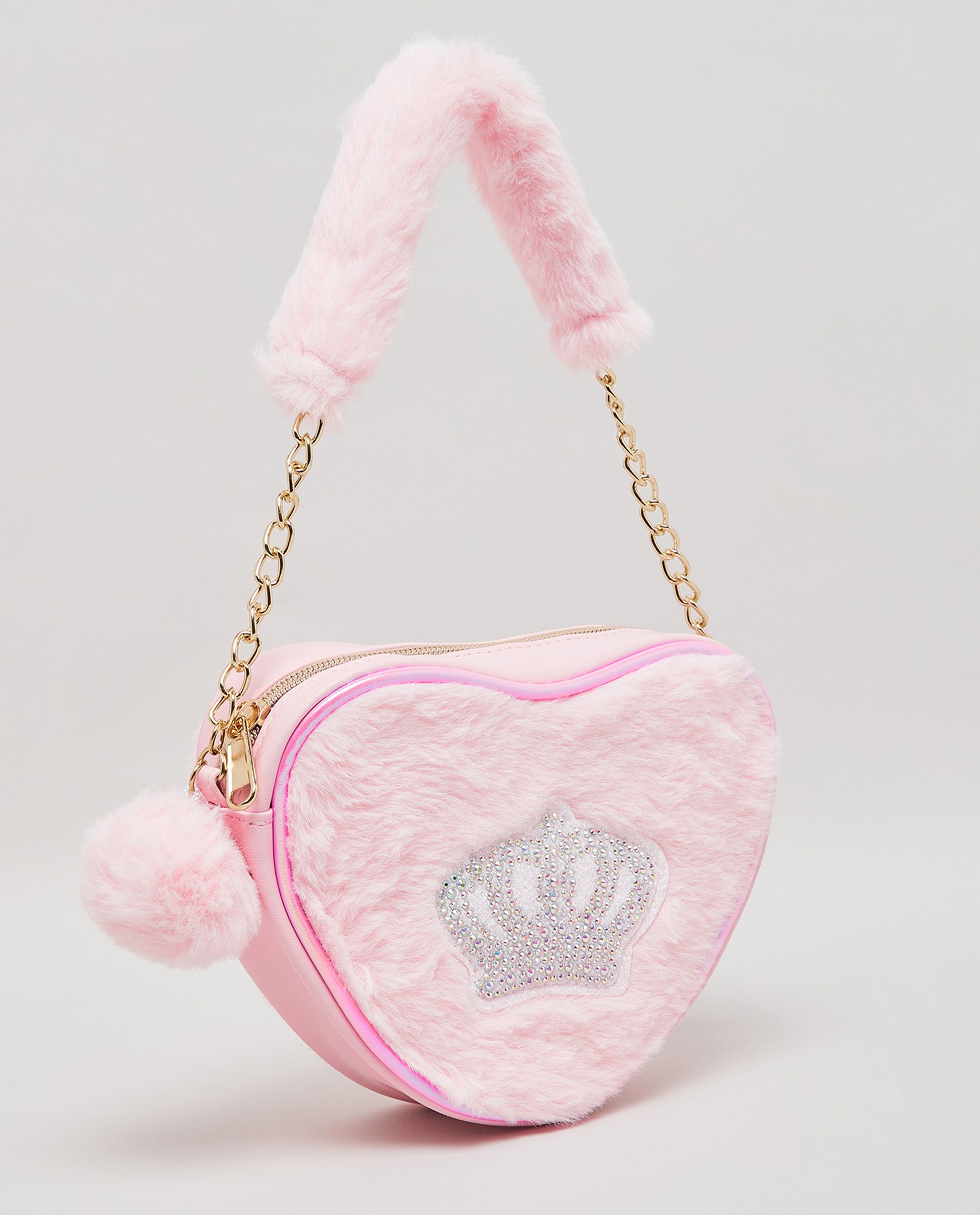 Embellished Furry Shoulder Bag