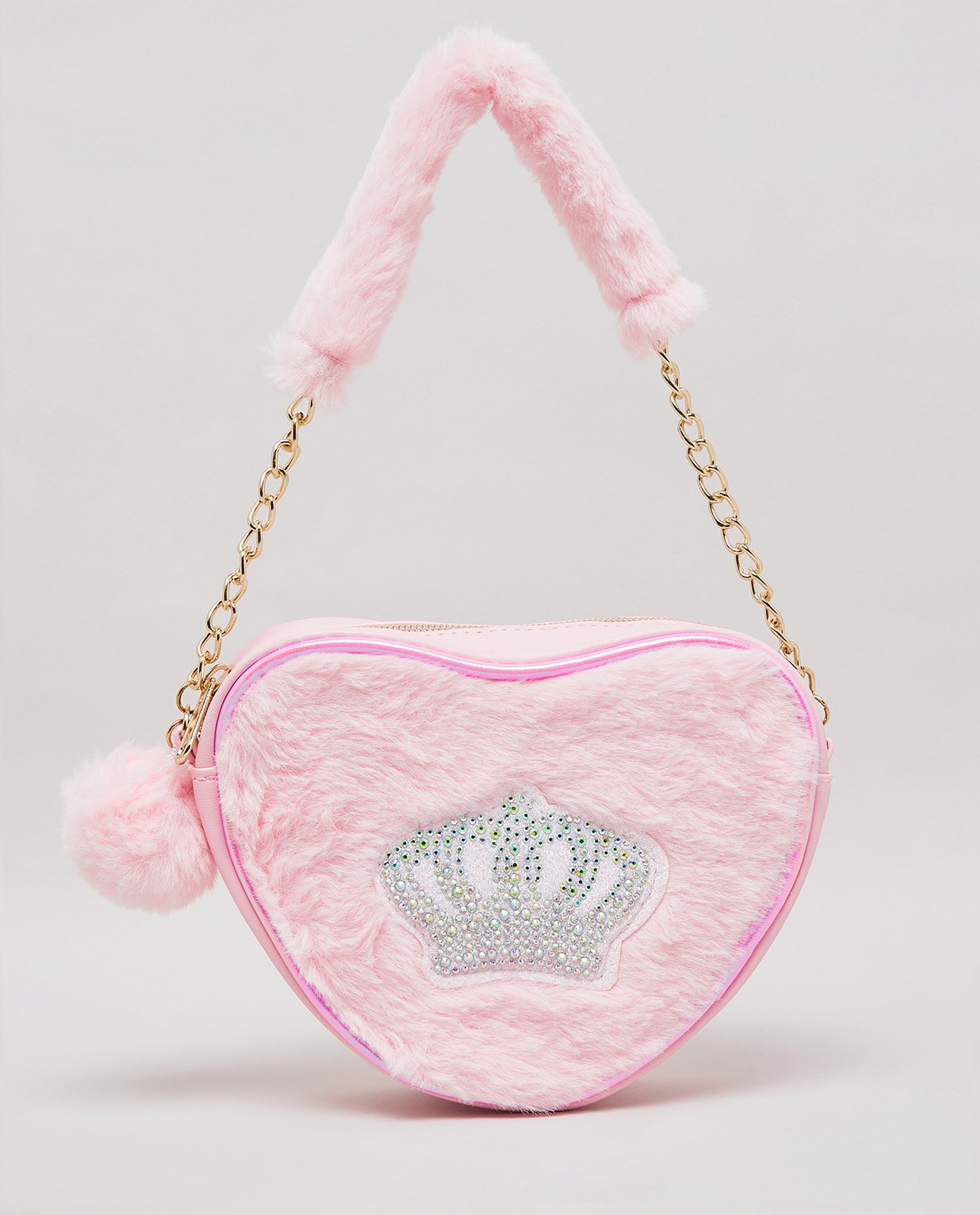 Embellished Furry Shoulder Bag
