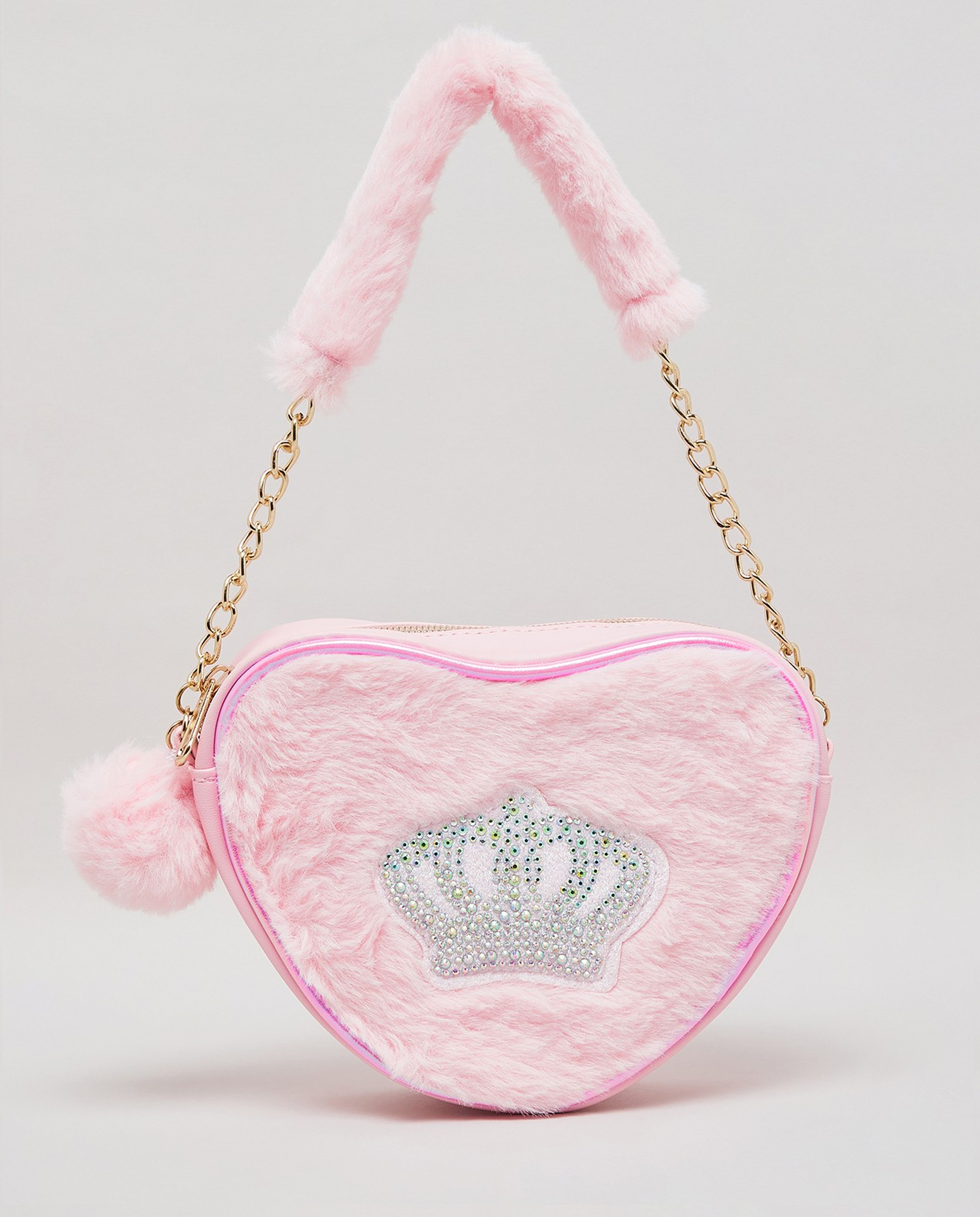 Embellished Furry Shoulder Bag