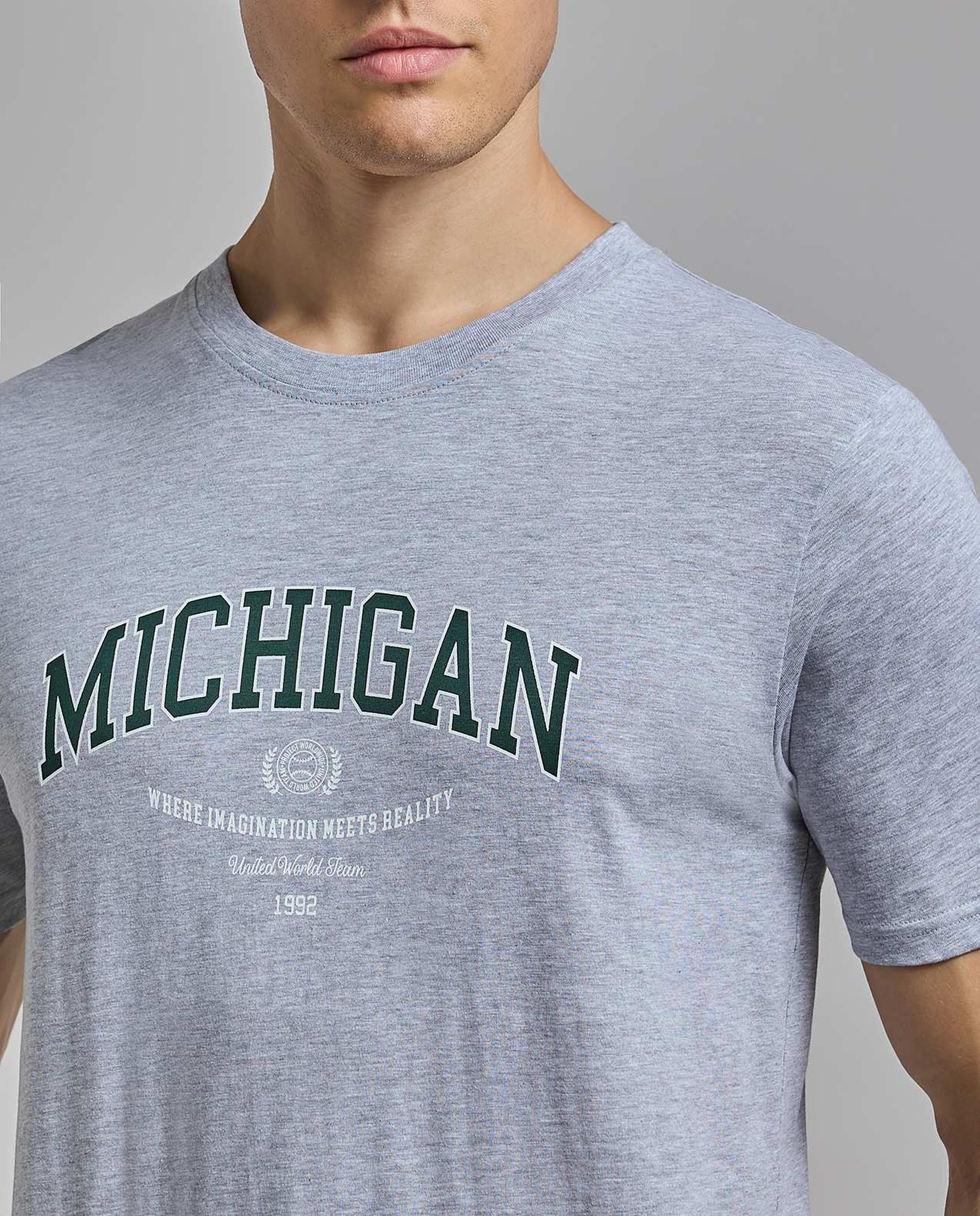 Typography Print T-Shirt with Crew Neck and Short Sleeves