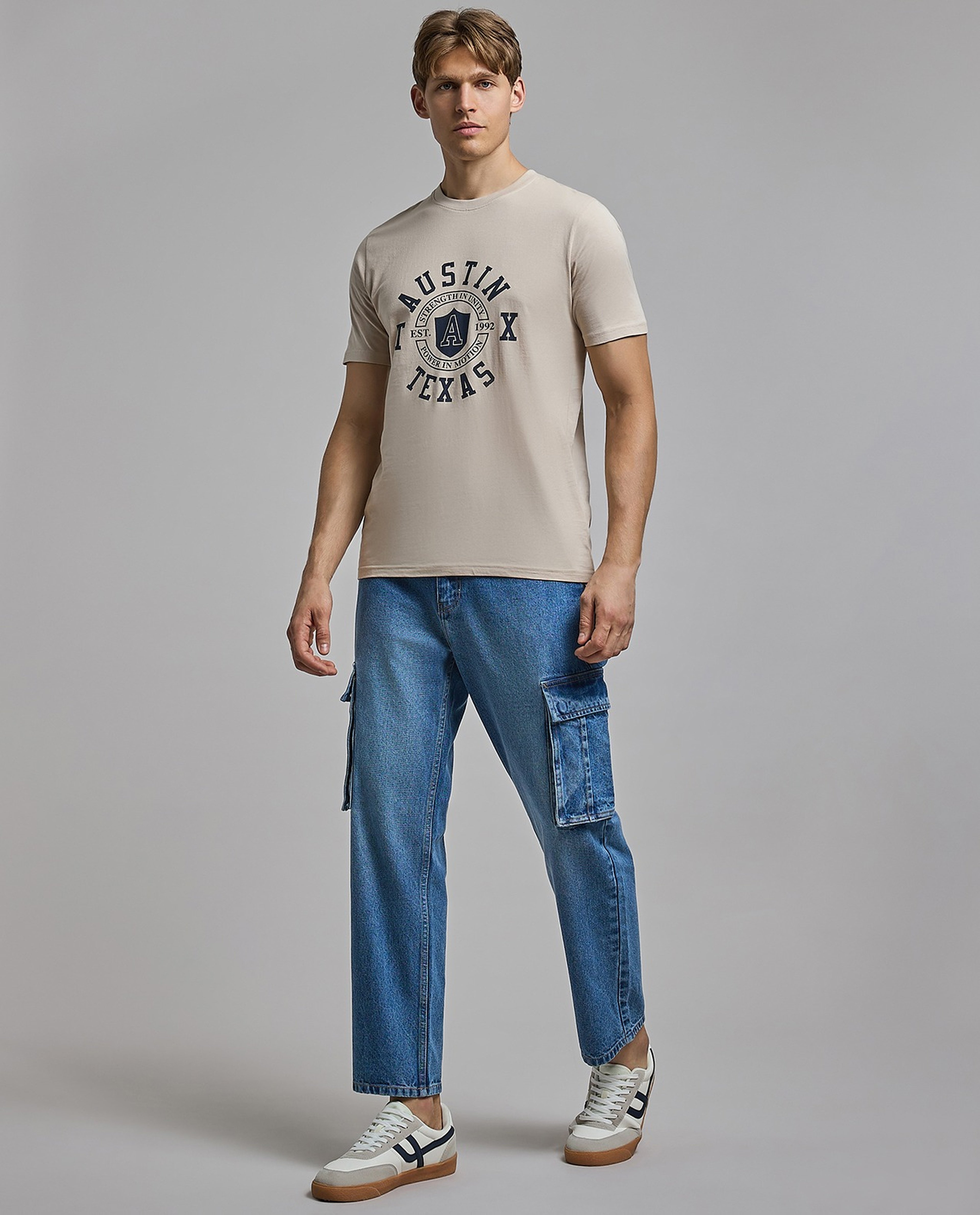 Printed T-Shirt with Crew Neck and Short Sleeves
