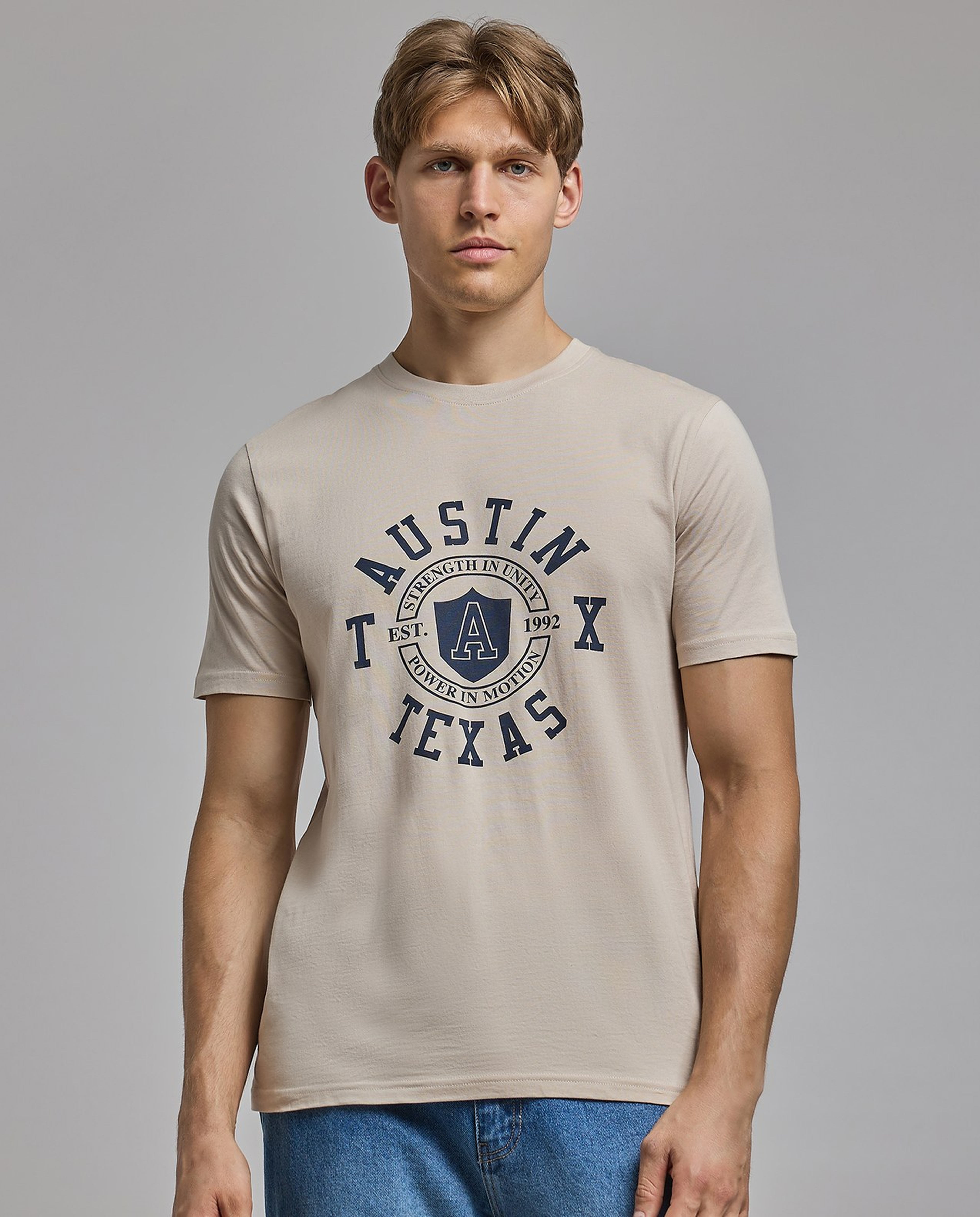 Printed T-Shirt with Crew Neck and Short Sleeves