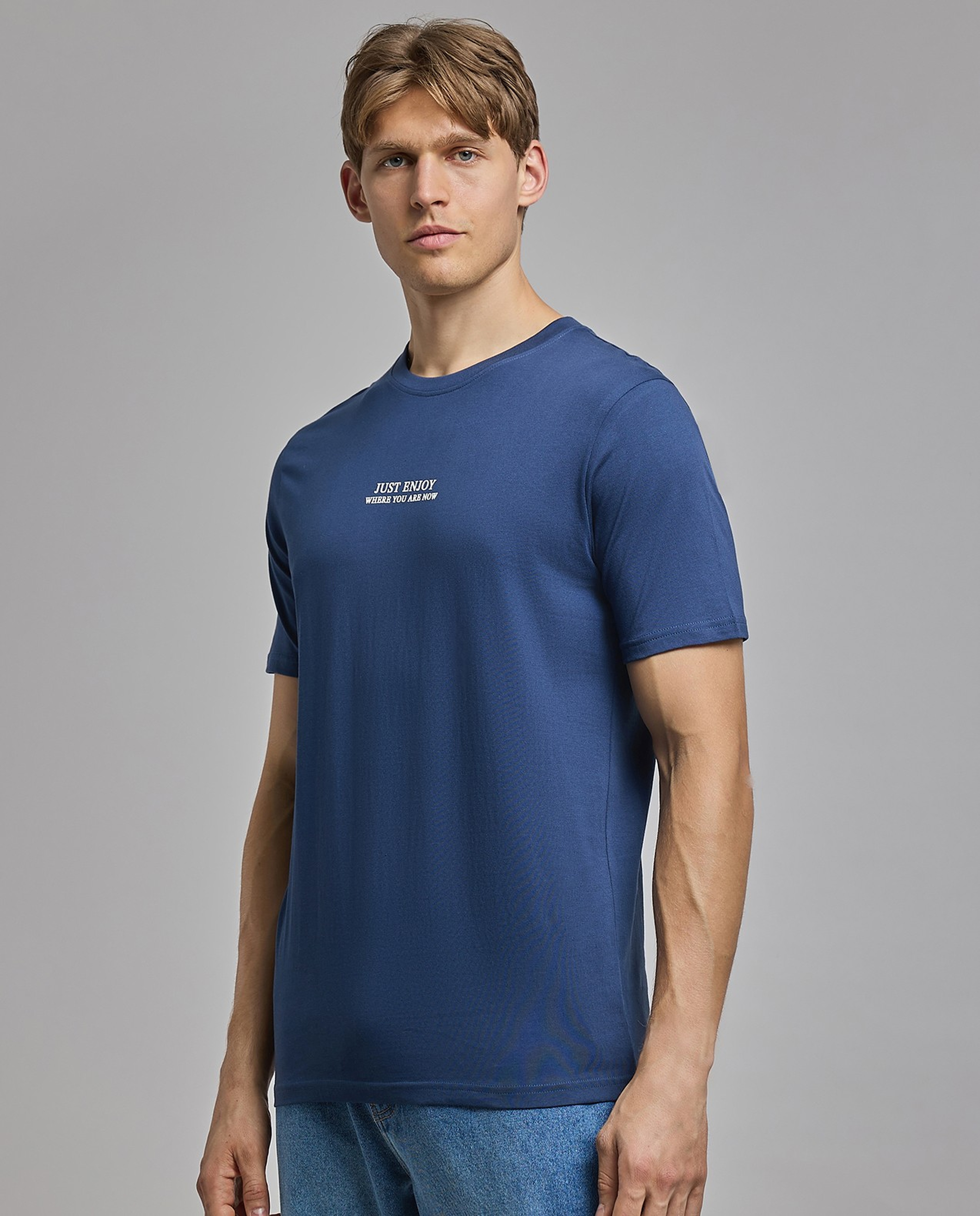 Printed T-Shirt with Crew Neck and Short Sleeves