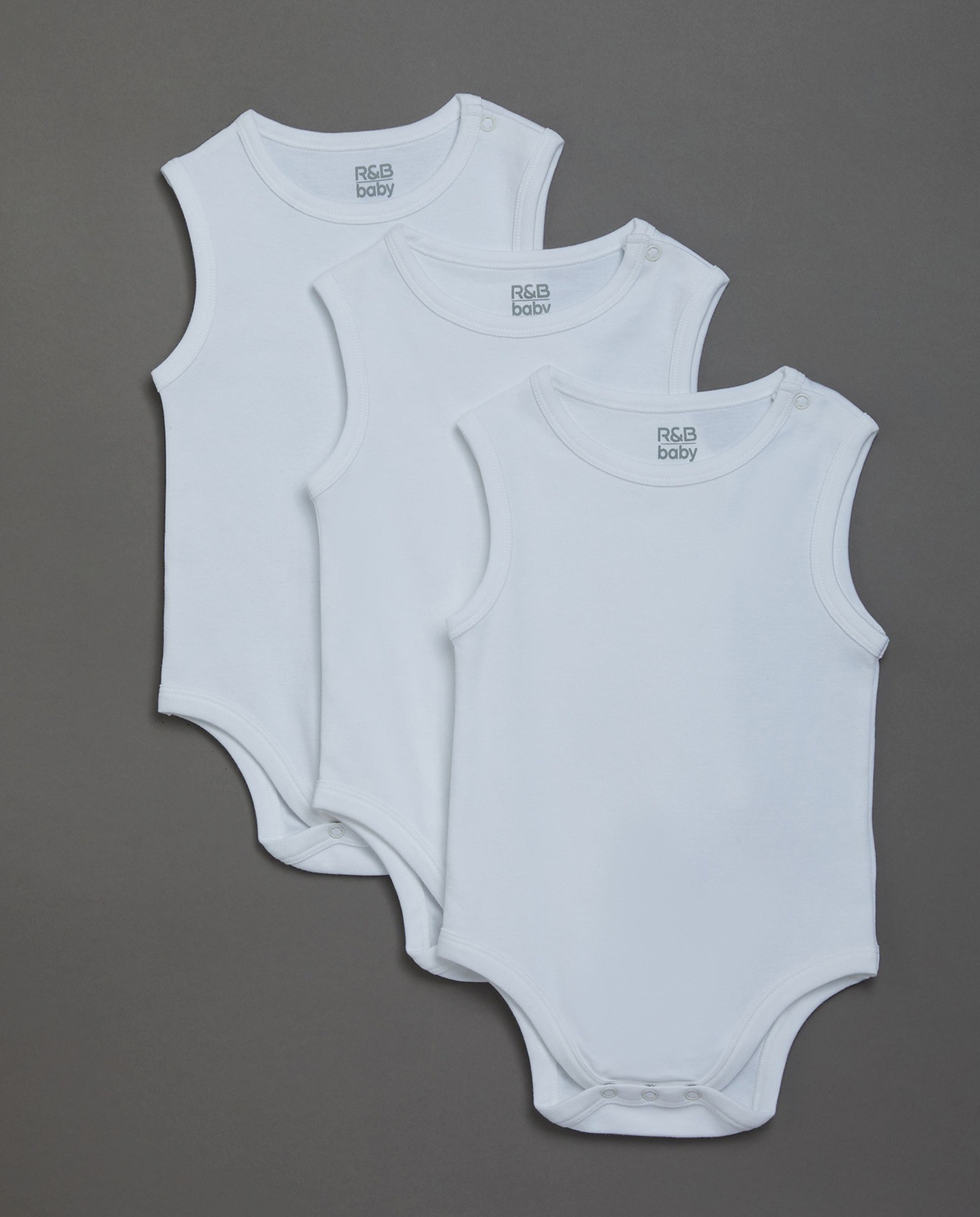 3 Pack Solid Sleeveless Bodysuits