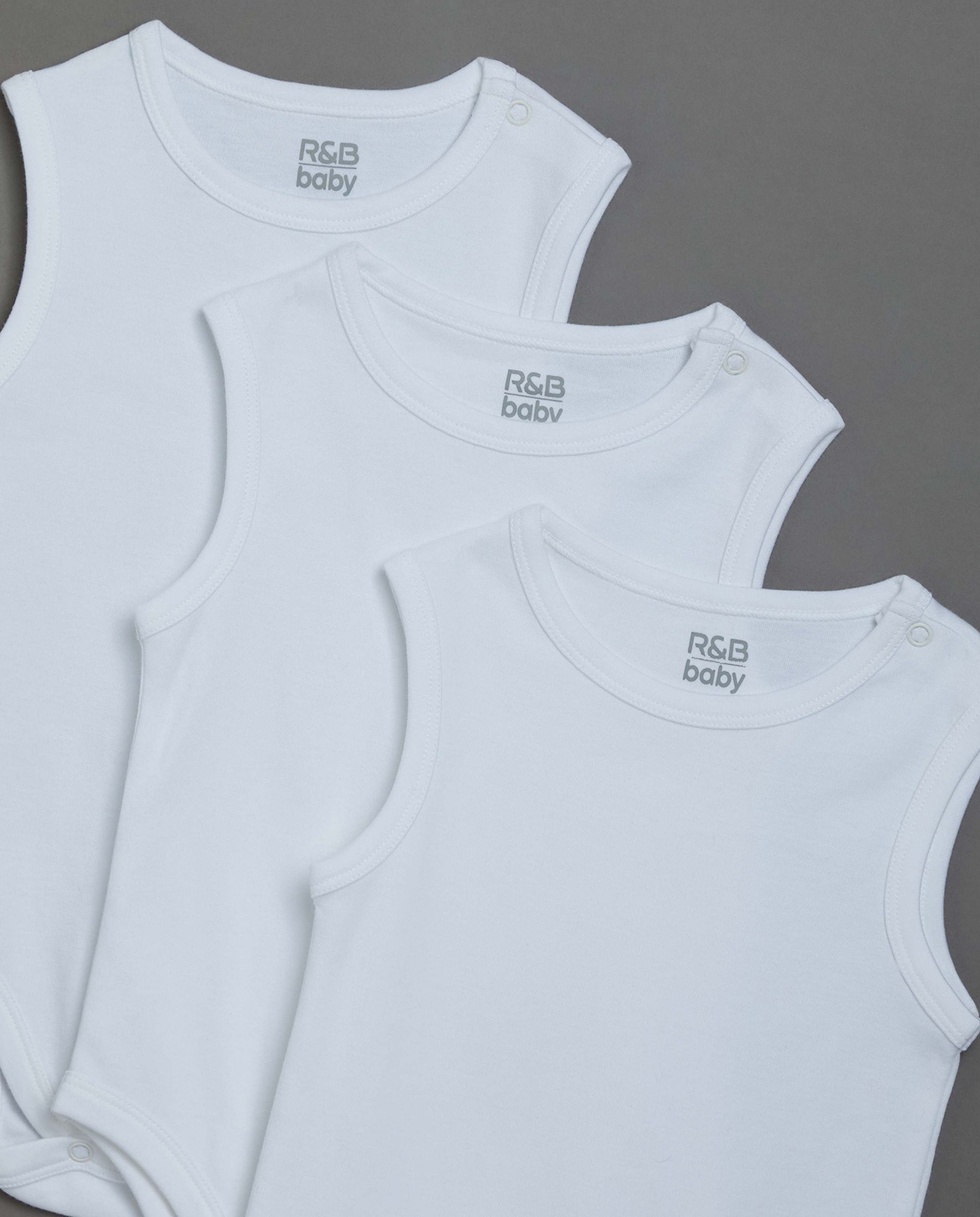 3 Pack Solid Sleeveless Bodysuits