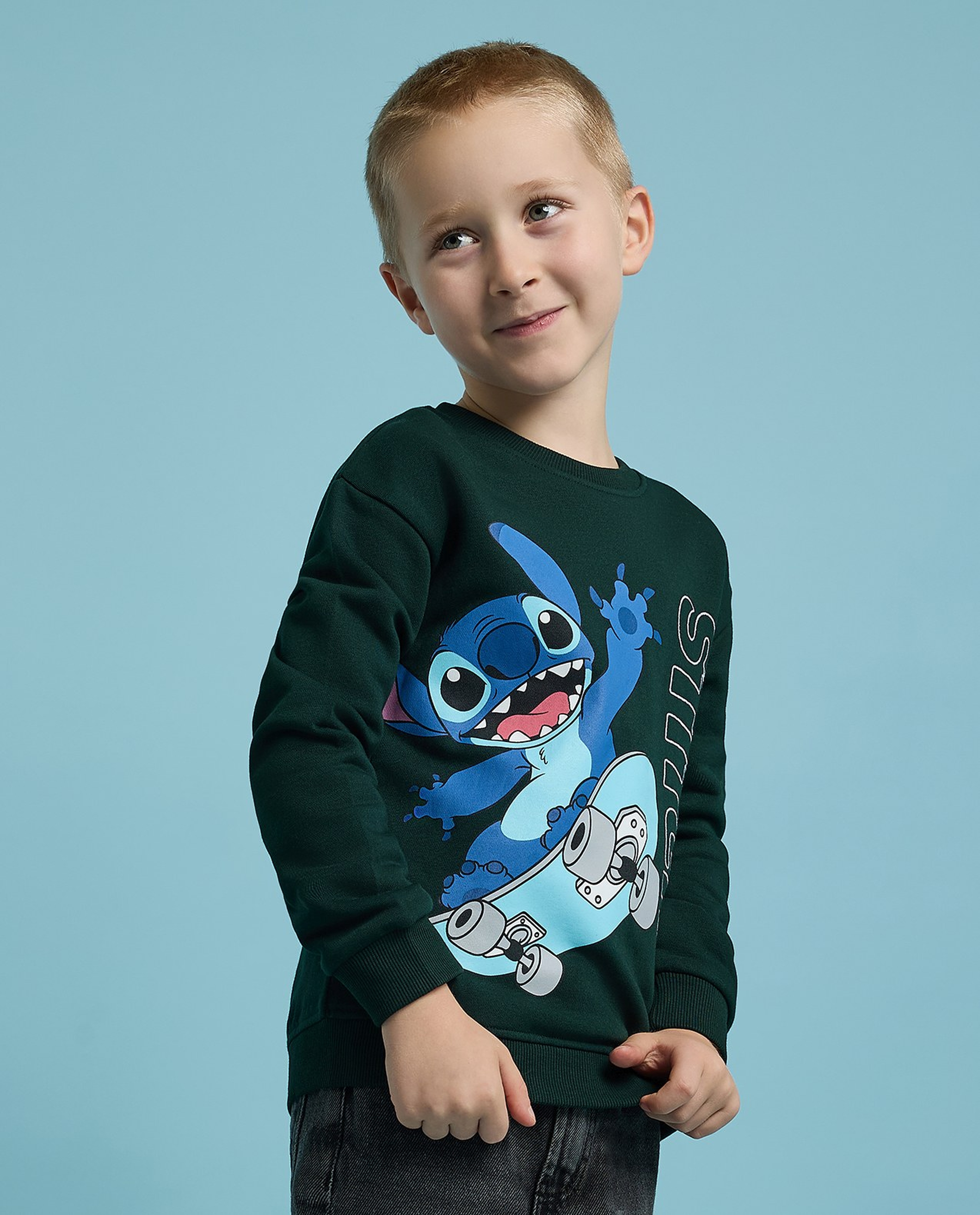 Stitch Print Sweatshirt with Long Sleeves