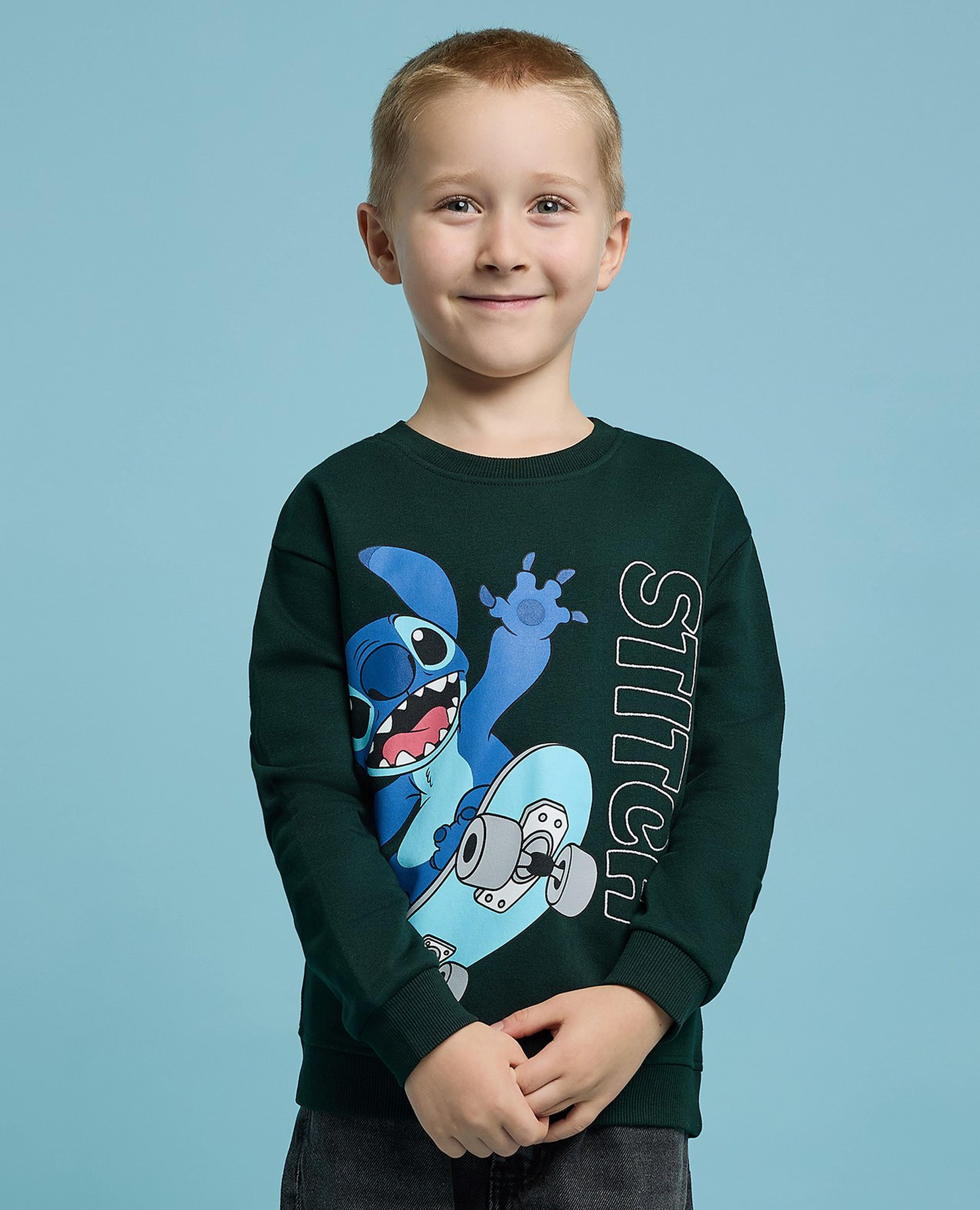 Stitch Print Sweatshirt with Long Sleeves