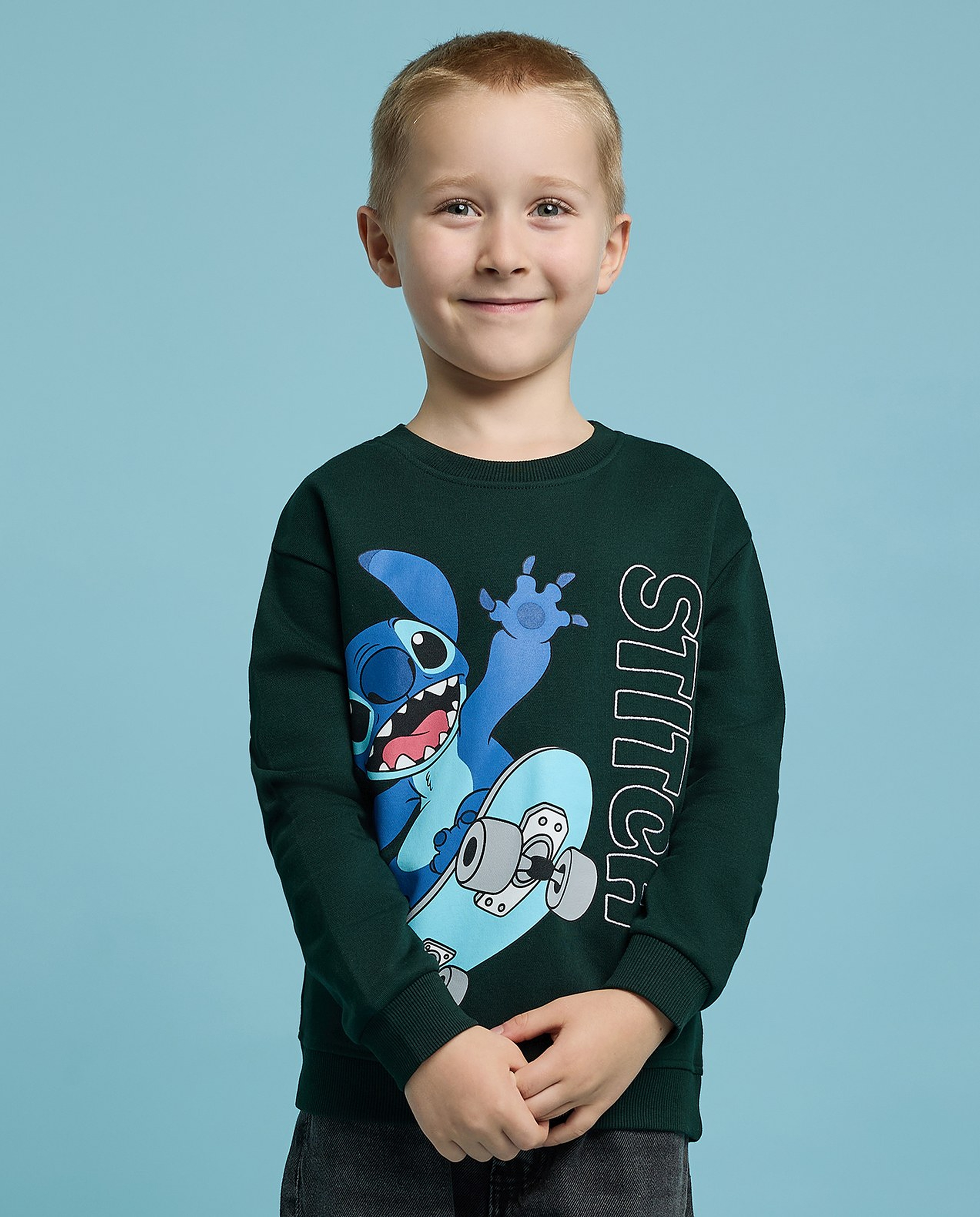 Stitch Print Sweatshirt with Long Sleeves