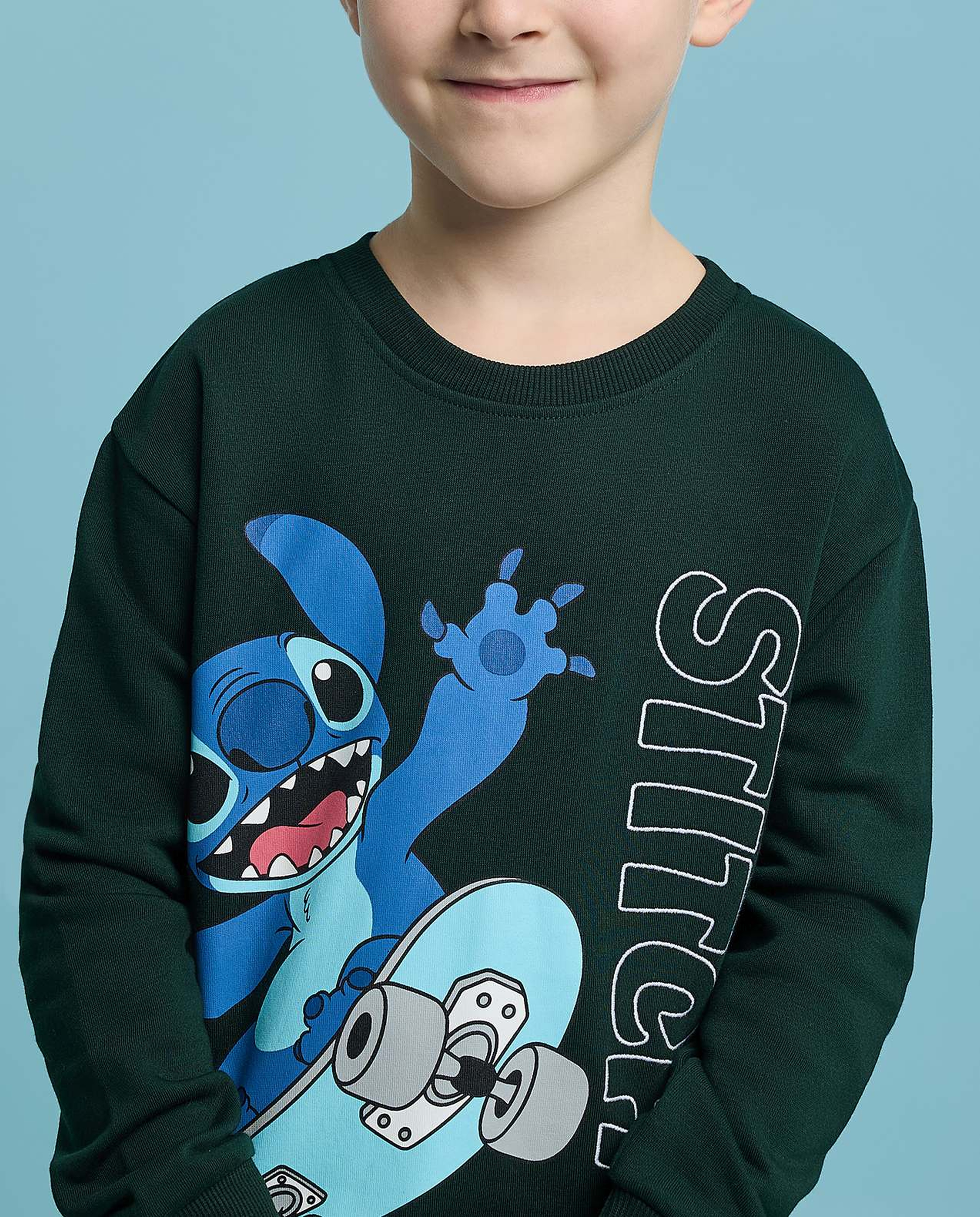 Stitch Print Sweatshirt with Long Sleeves