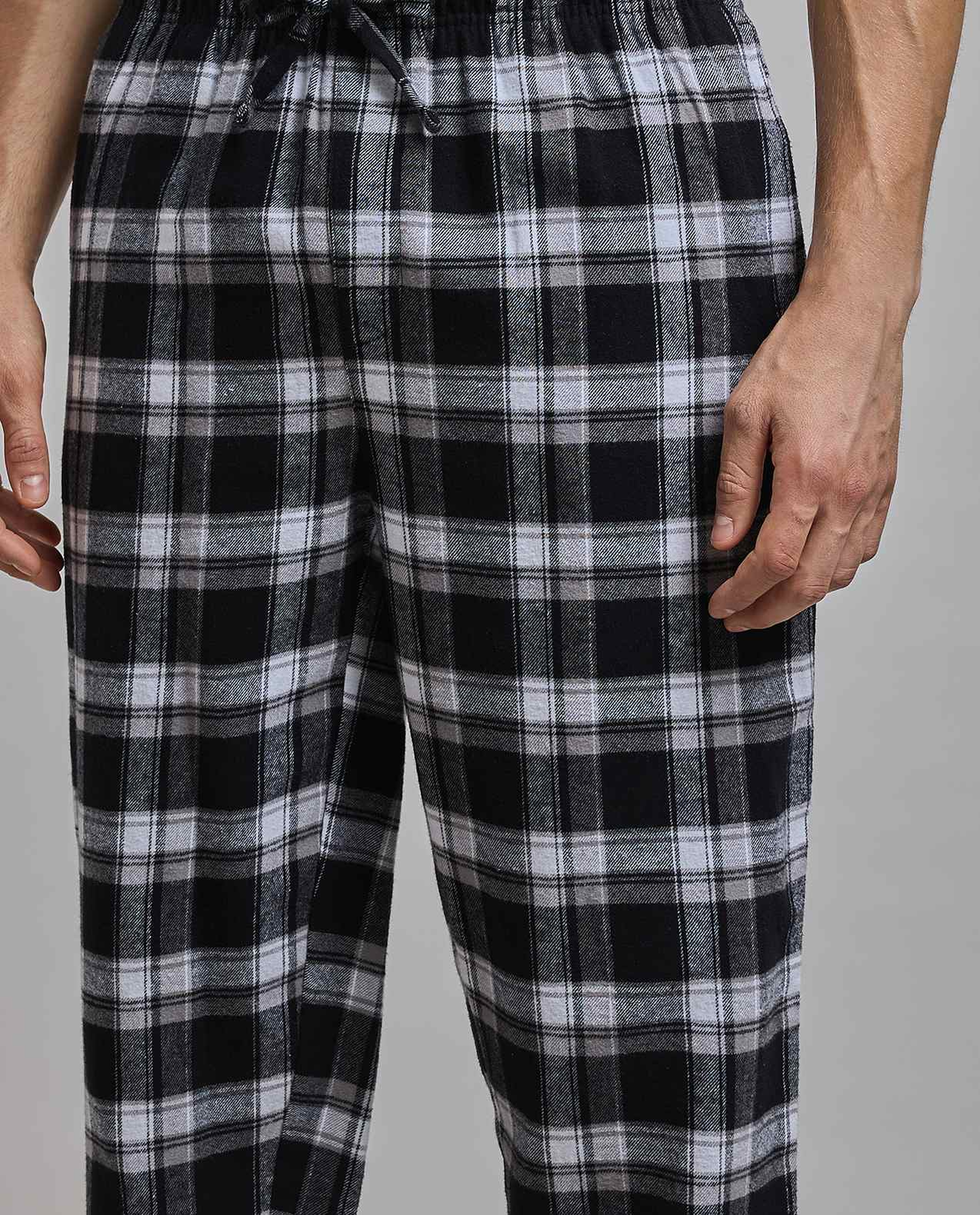 Plaid Lounge Pants with Drawstring Waist