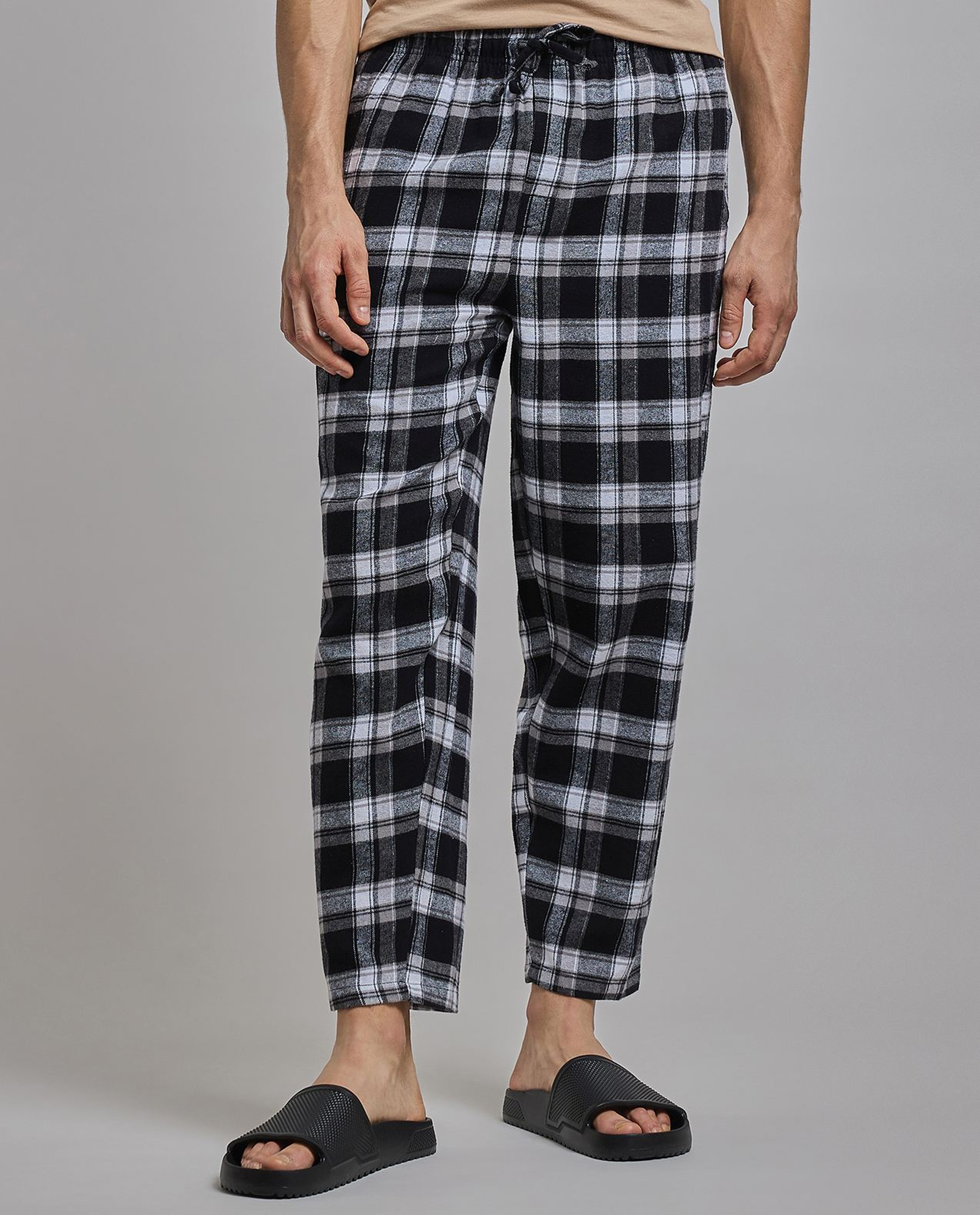Plaid Lounge Pants with Drawstring Waist