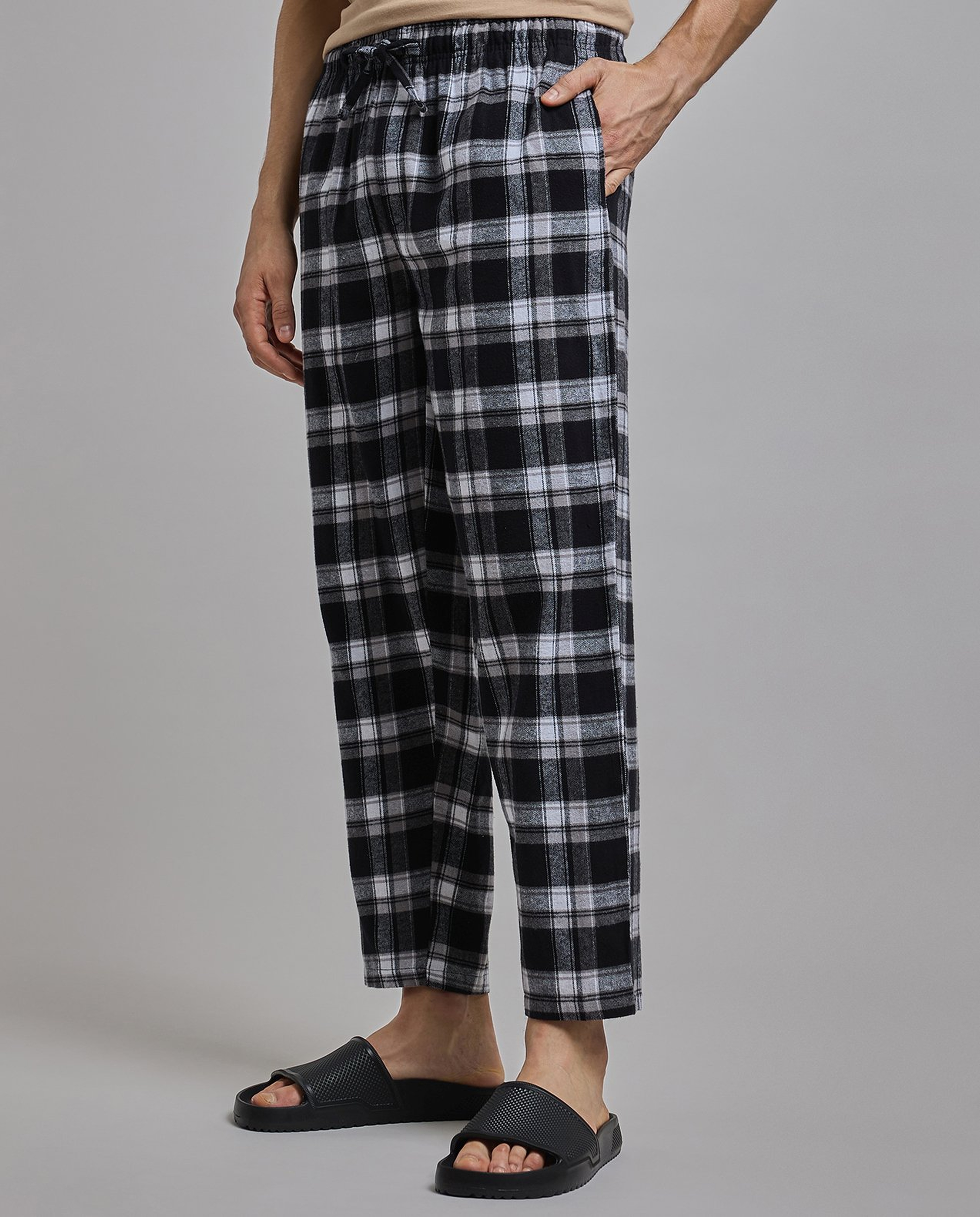 Plaid Lounge Pants with Drawstring Waist