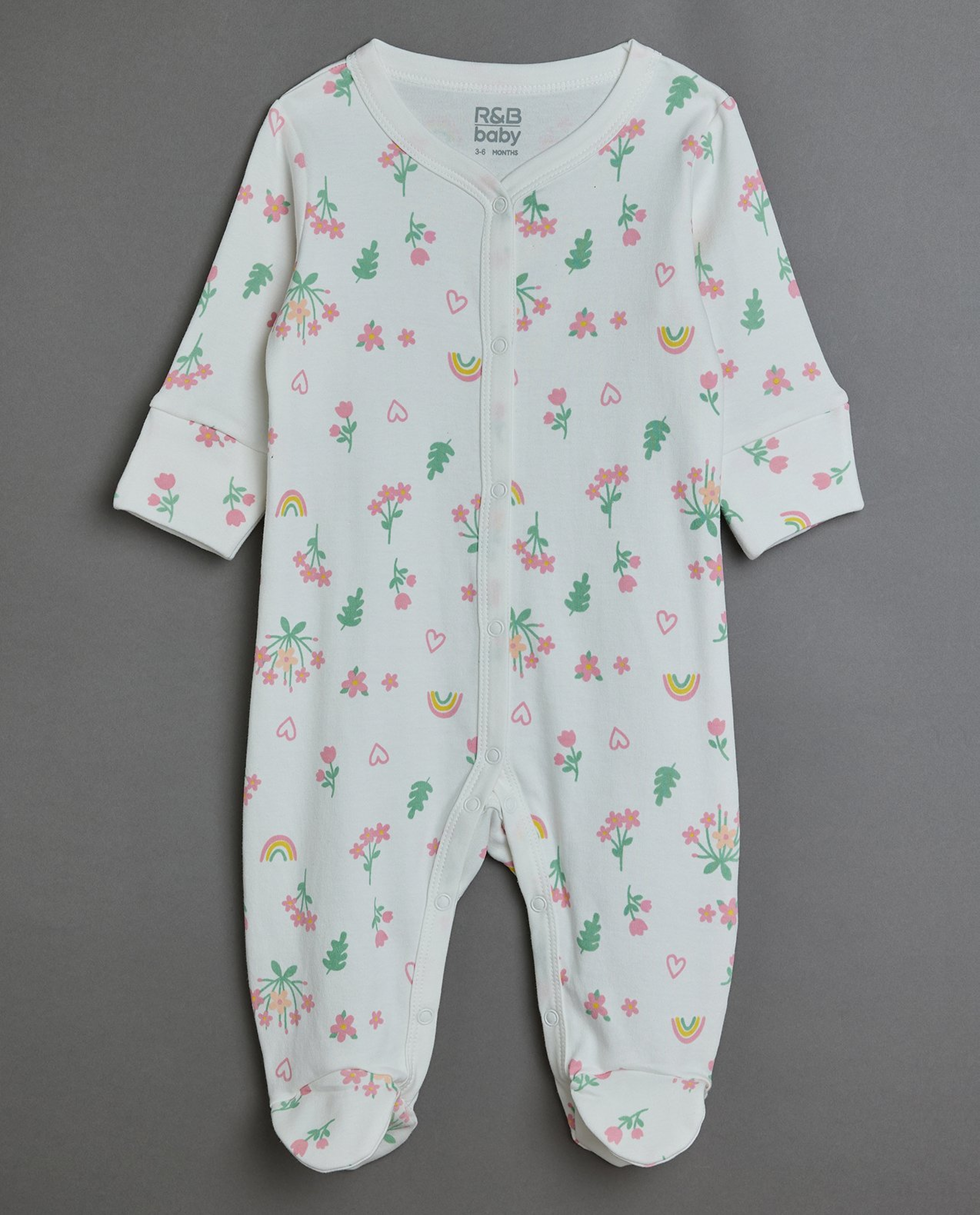 3 Pack Printed Footed Sleepsuit