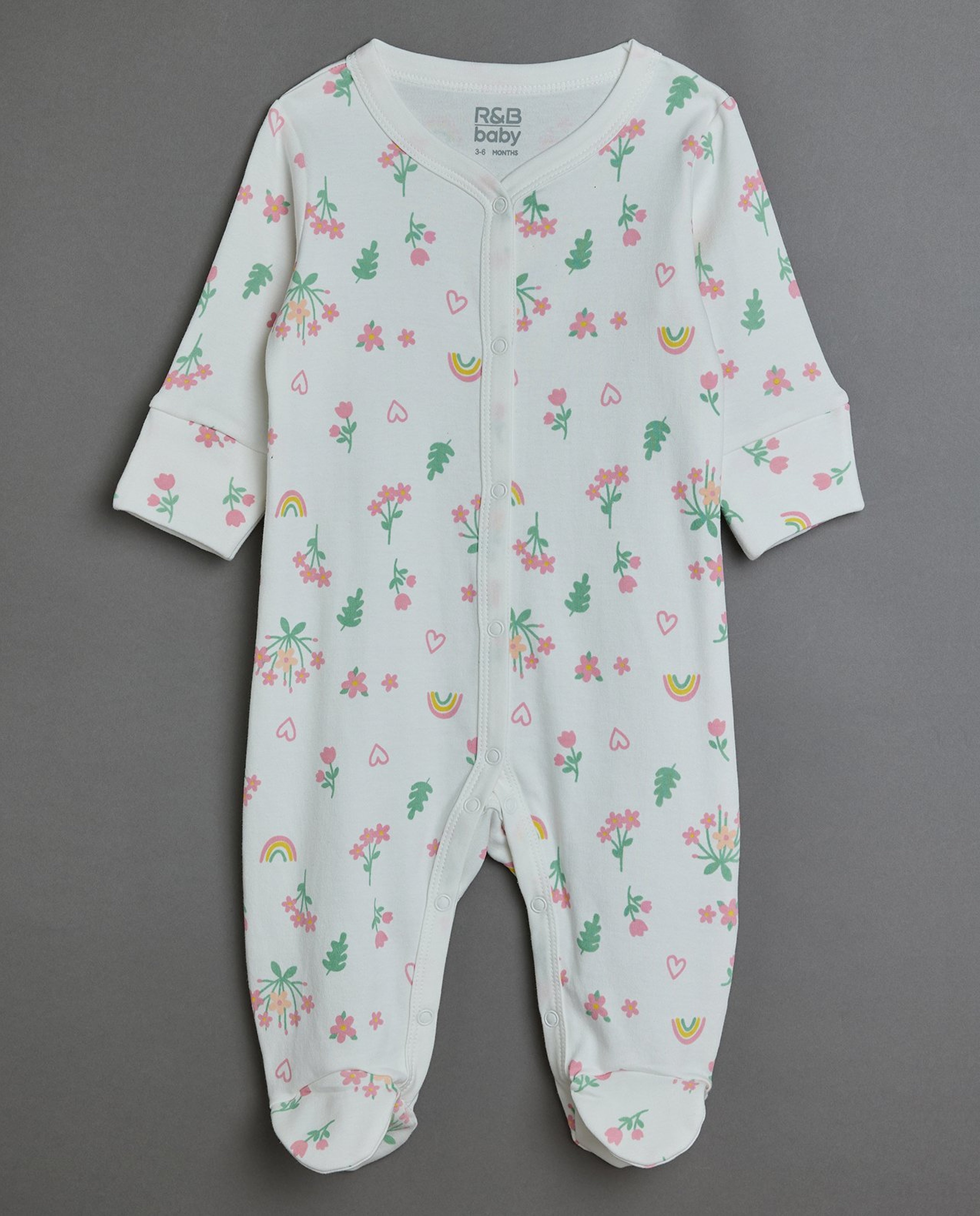 3 Pack Printed Footed Sleepsuit