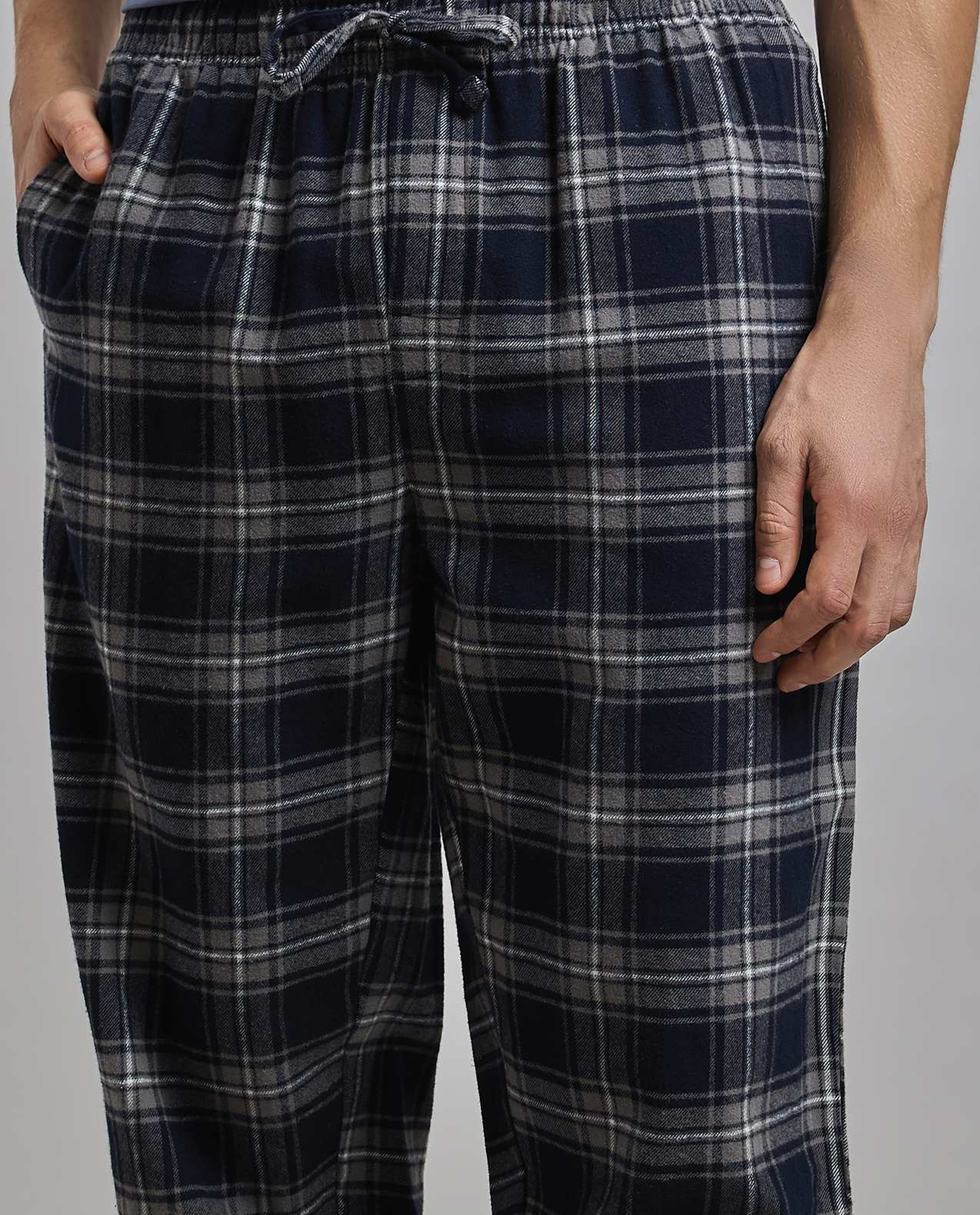 Plaid Lounge Pants with Drawstring Waist