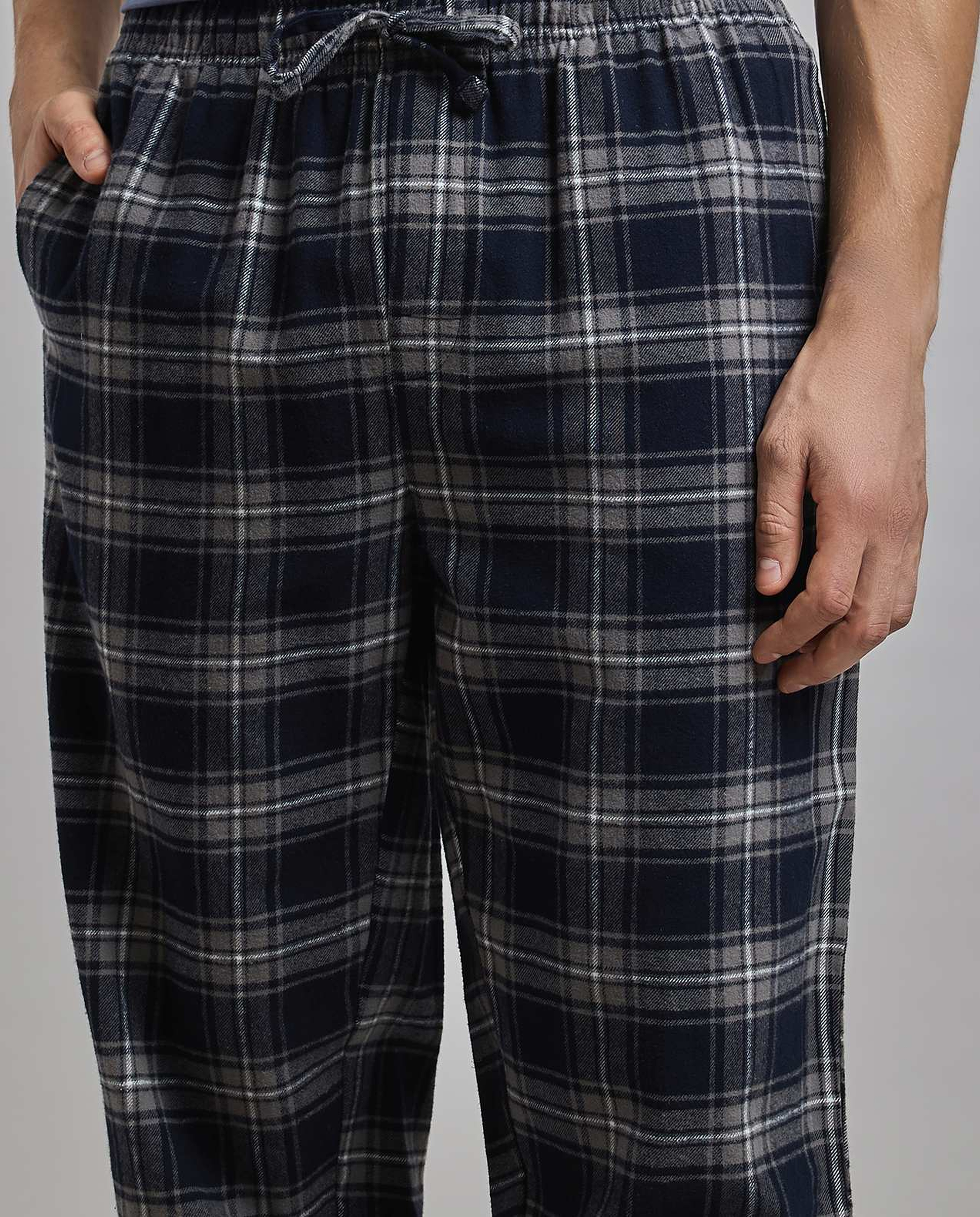 Plaid Lounge Pants with Drawstring Waist