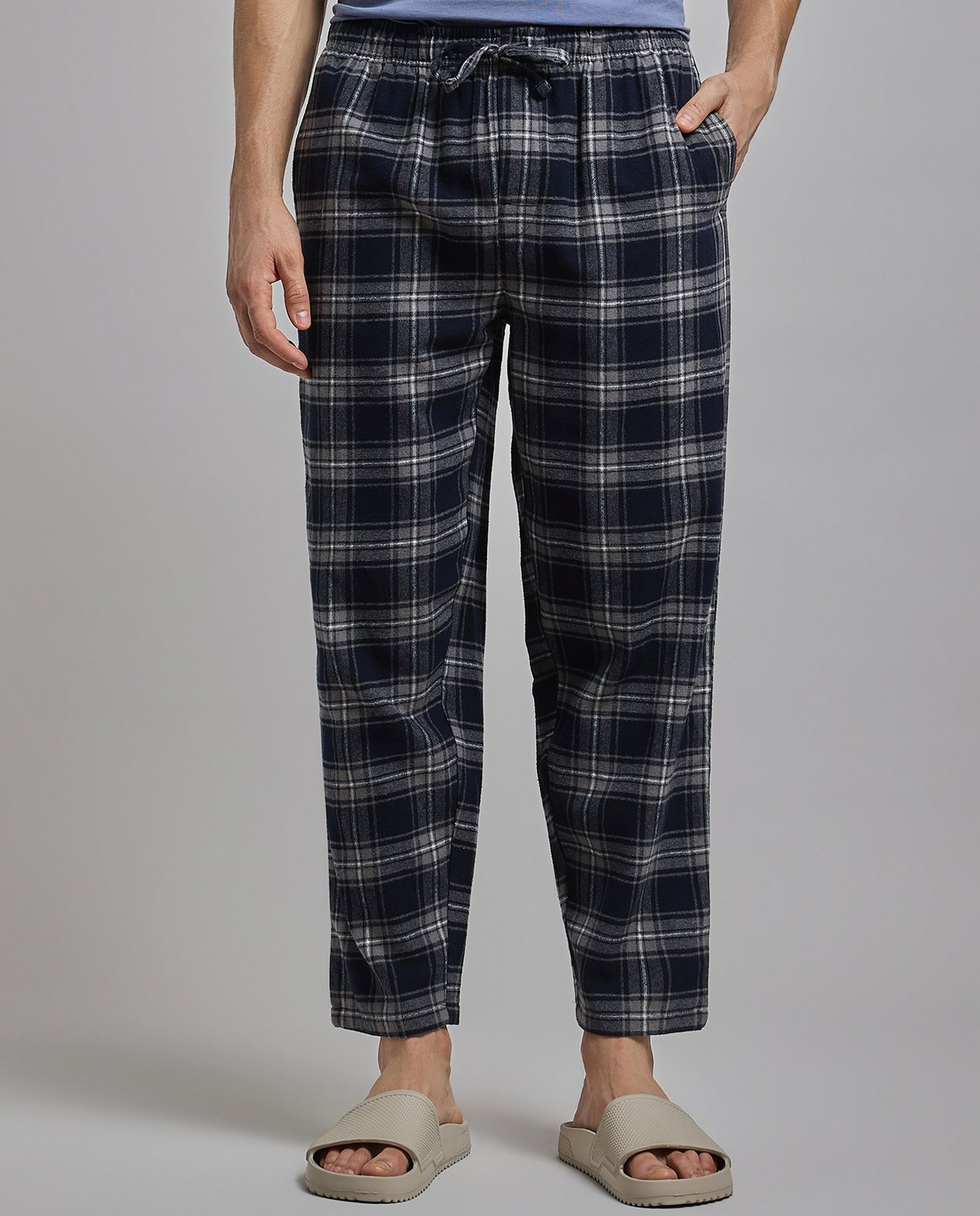 Plaid Lounge Pants with Drawstring Waist