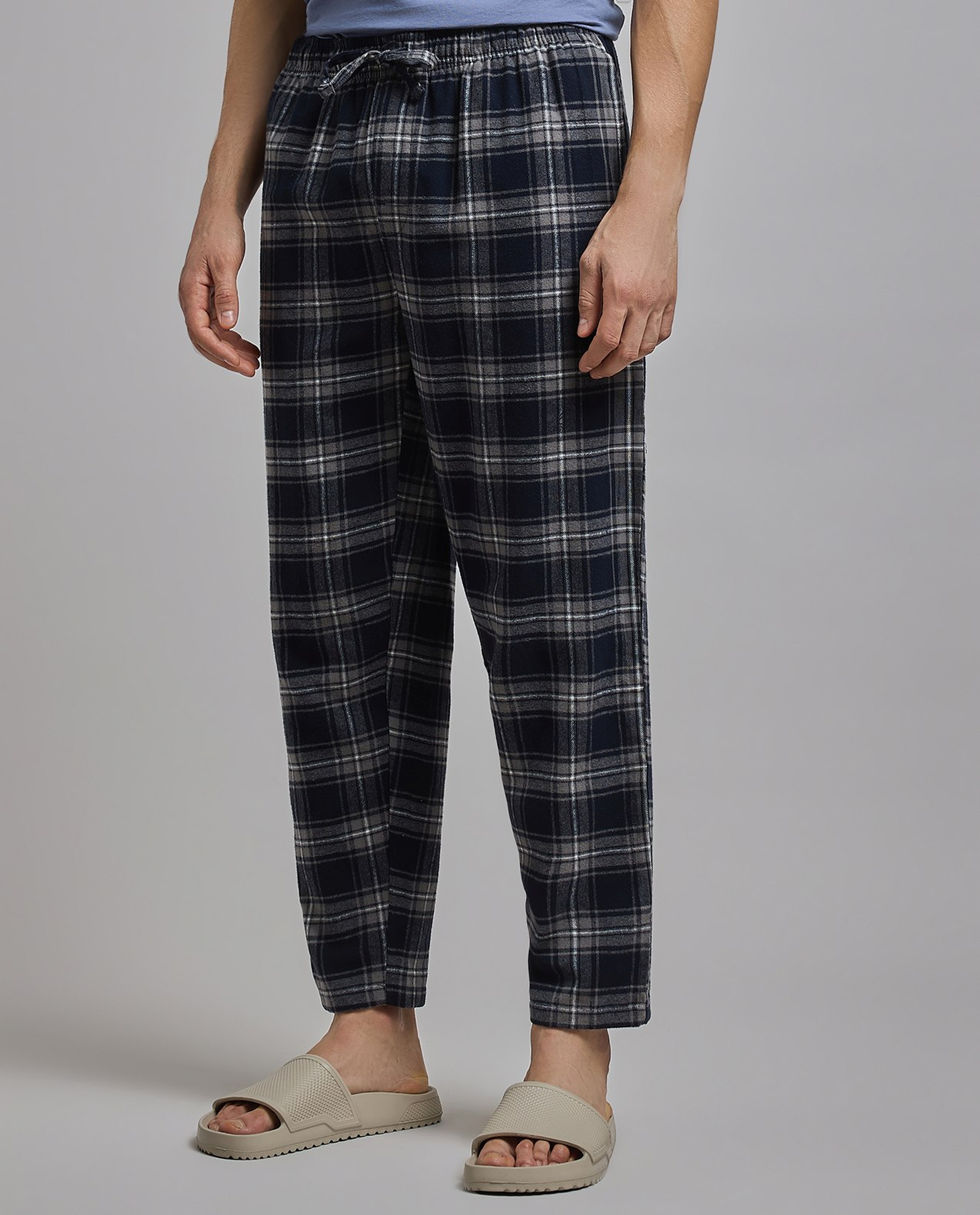 Plaid Lounge Pants with Drawstring Waist