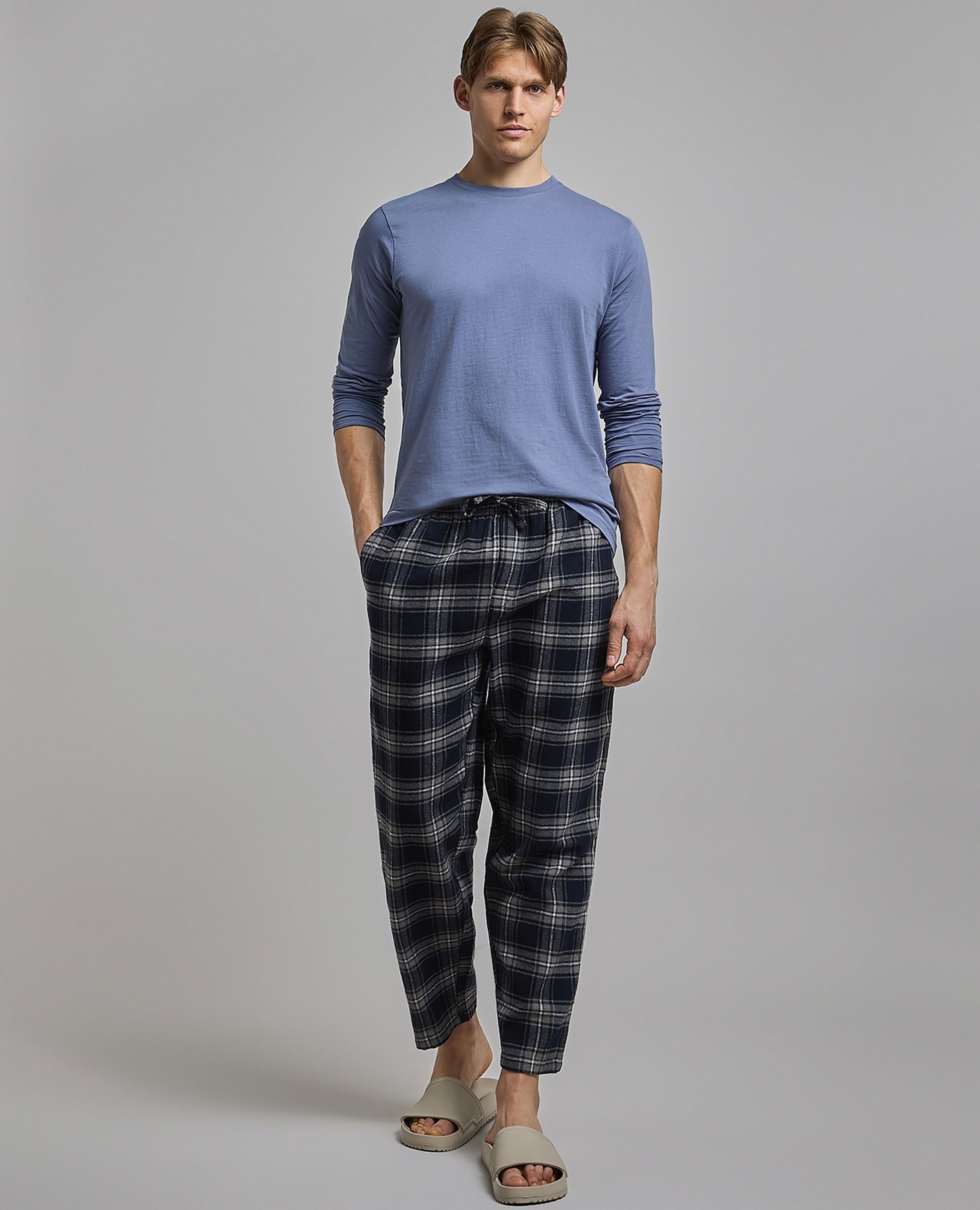 Plaid Lounge Pants with Drawstring Waist
