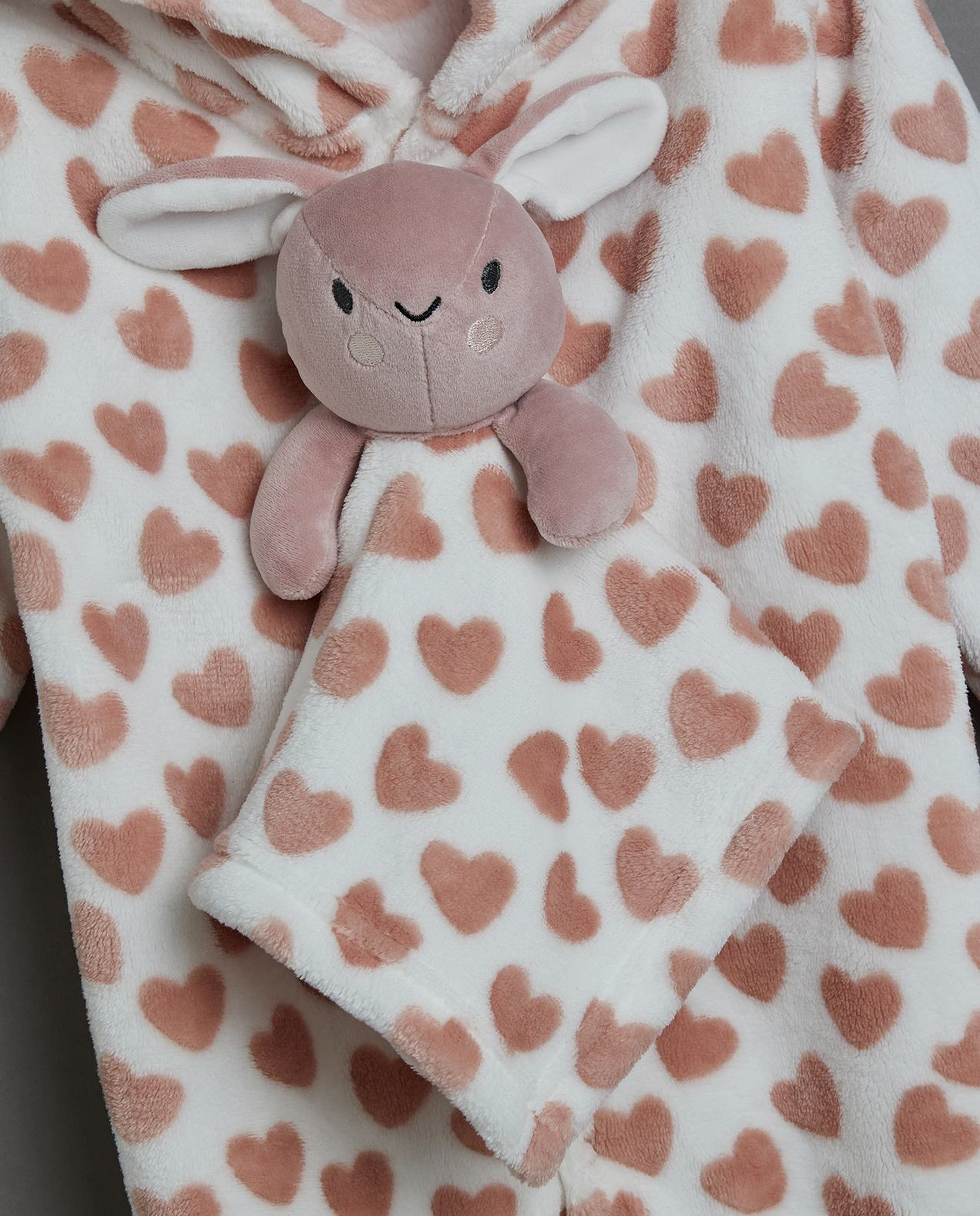 Heart Patterned Hooded Sleepsuit