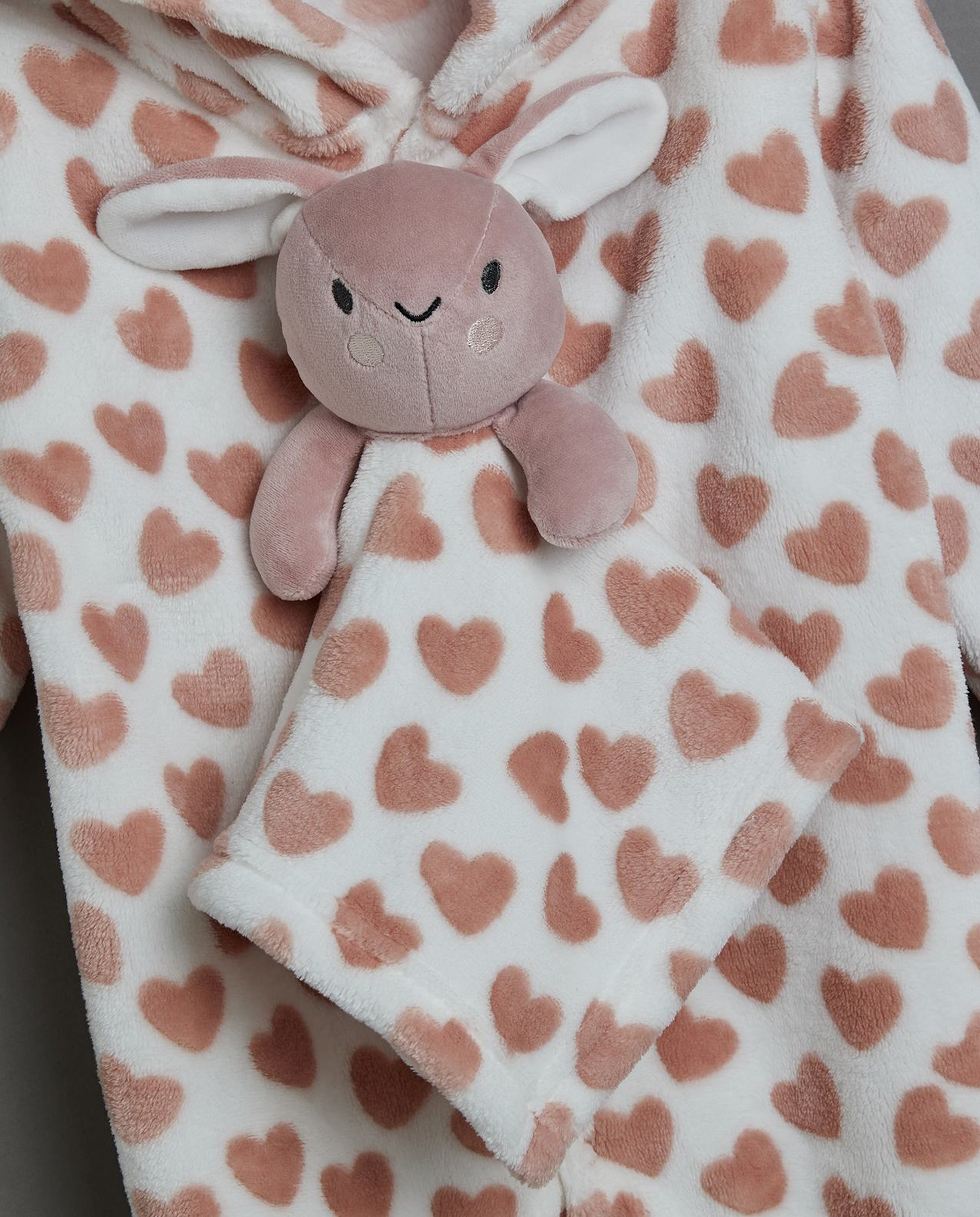 Heart Patterned Hooded Sleepsuit