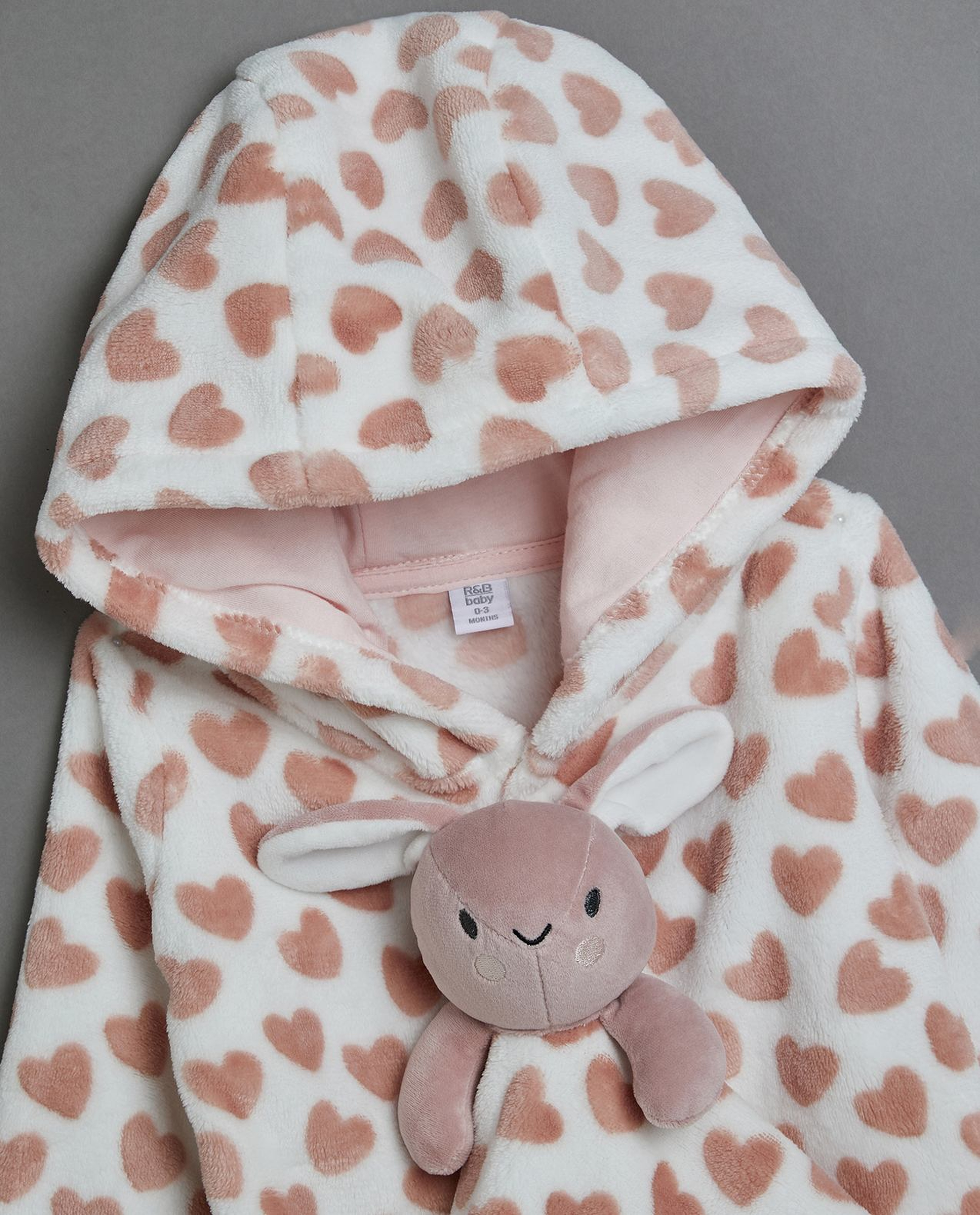 Heart Patterned Hooded Sleepsuit