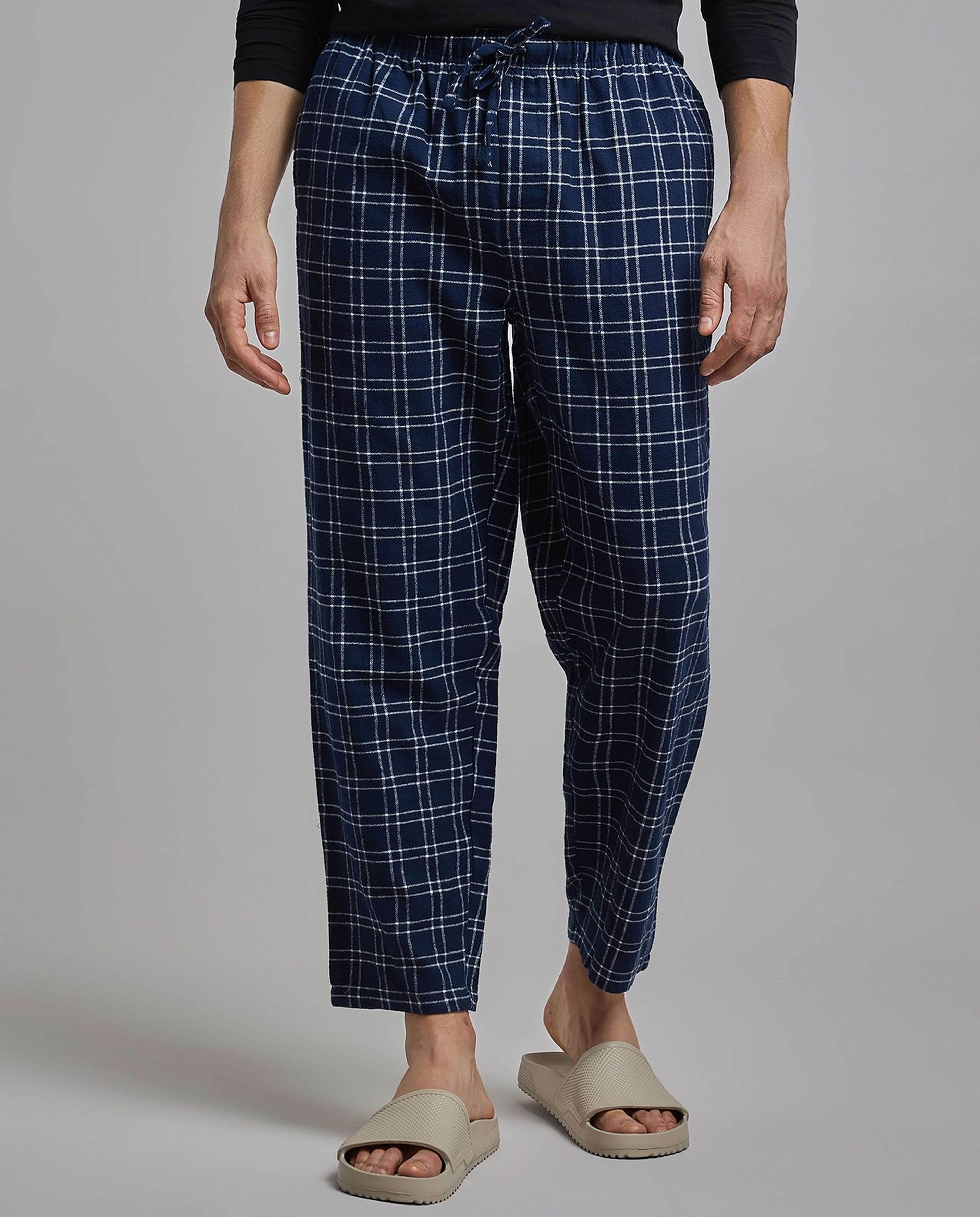 Plaid Lounge Pants with Drawstring Waist