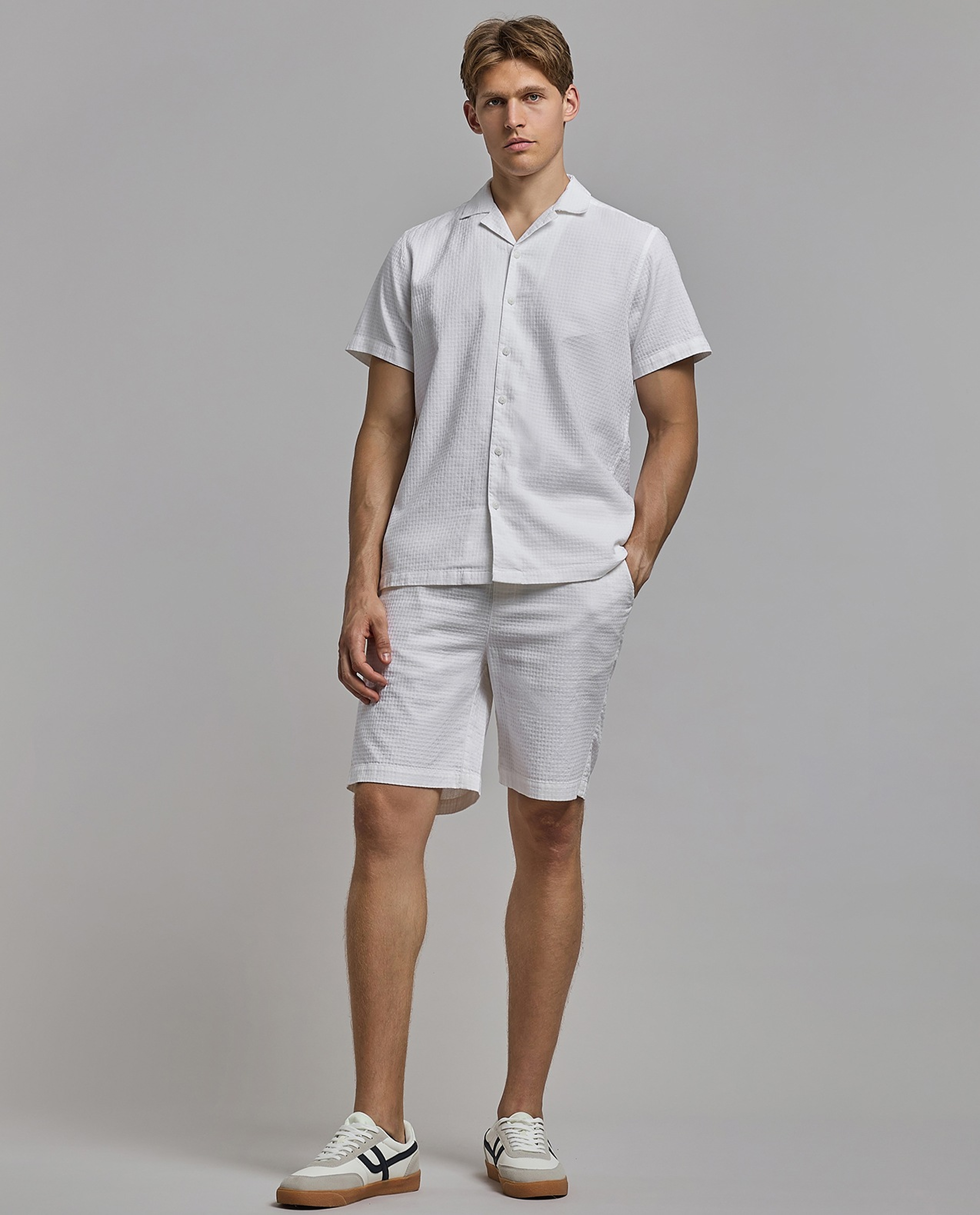 Textured Shorts with Drawstring Waist