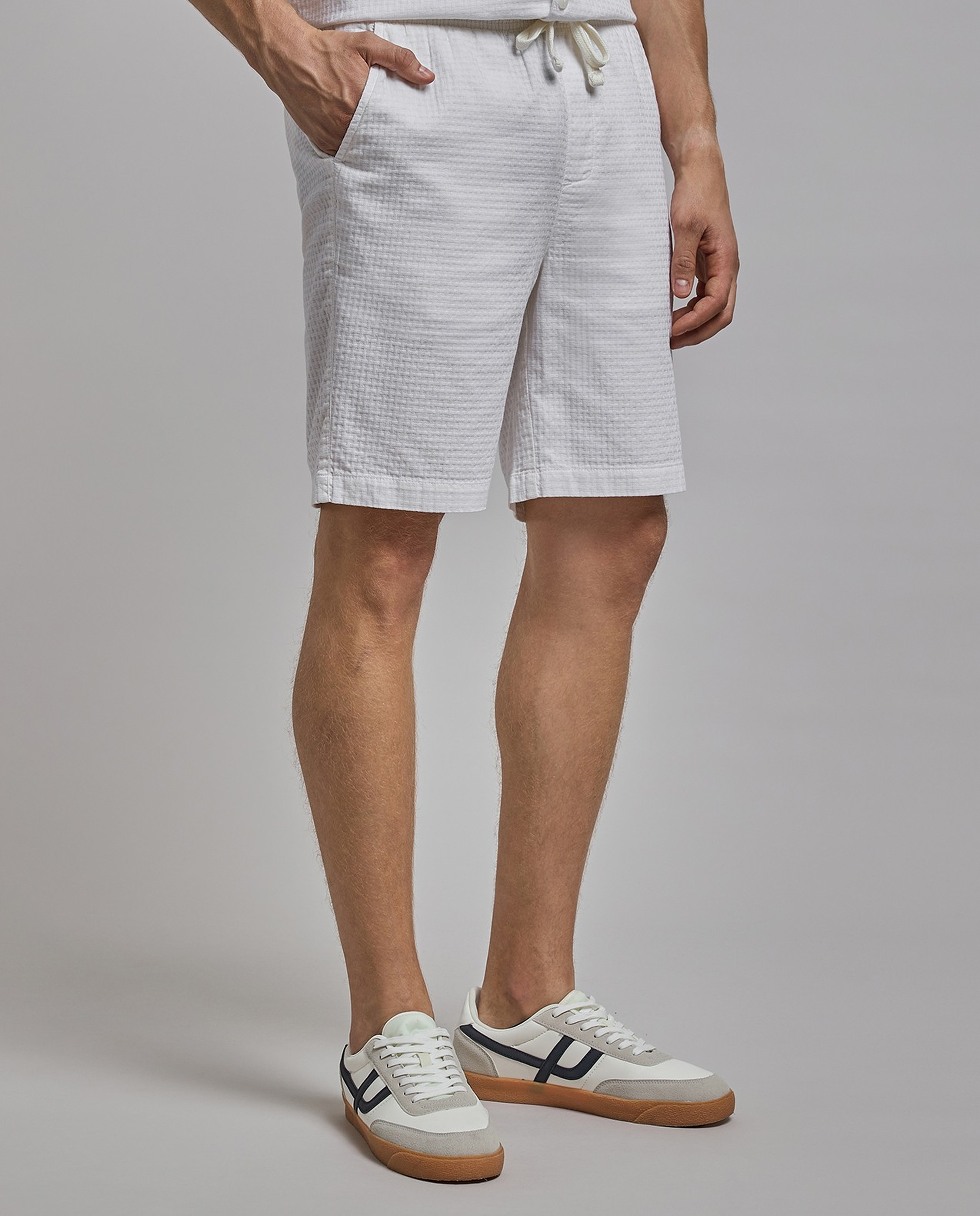 Textured Shorts with Drawstring Waist