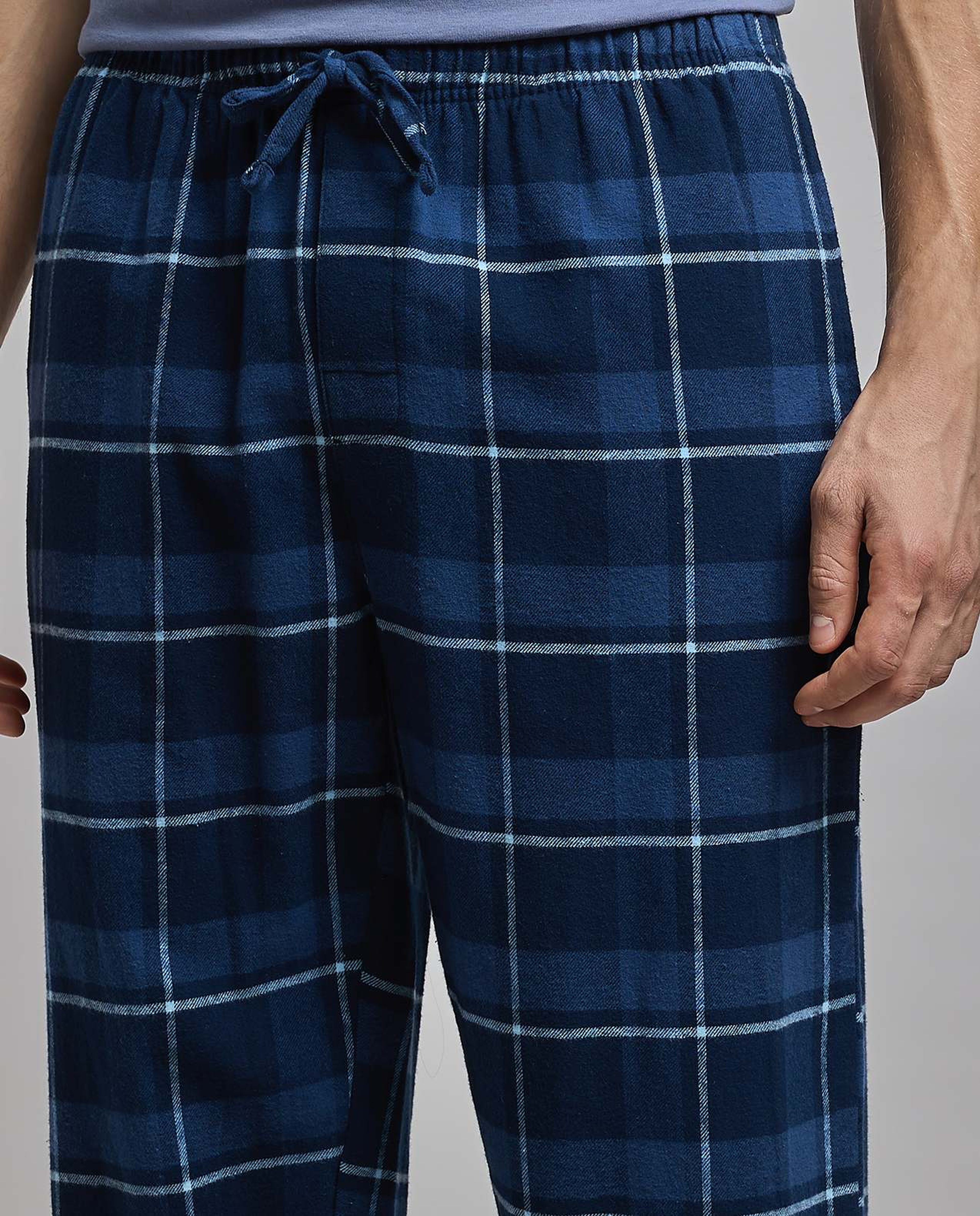 Plaid Lounge Pants with Drawstring Waist