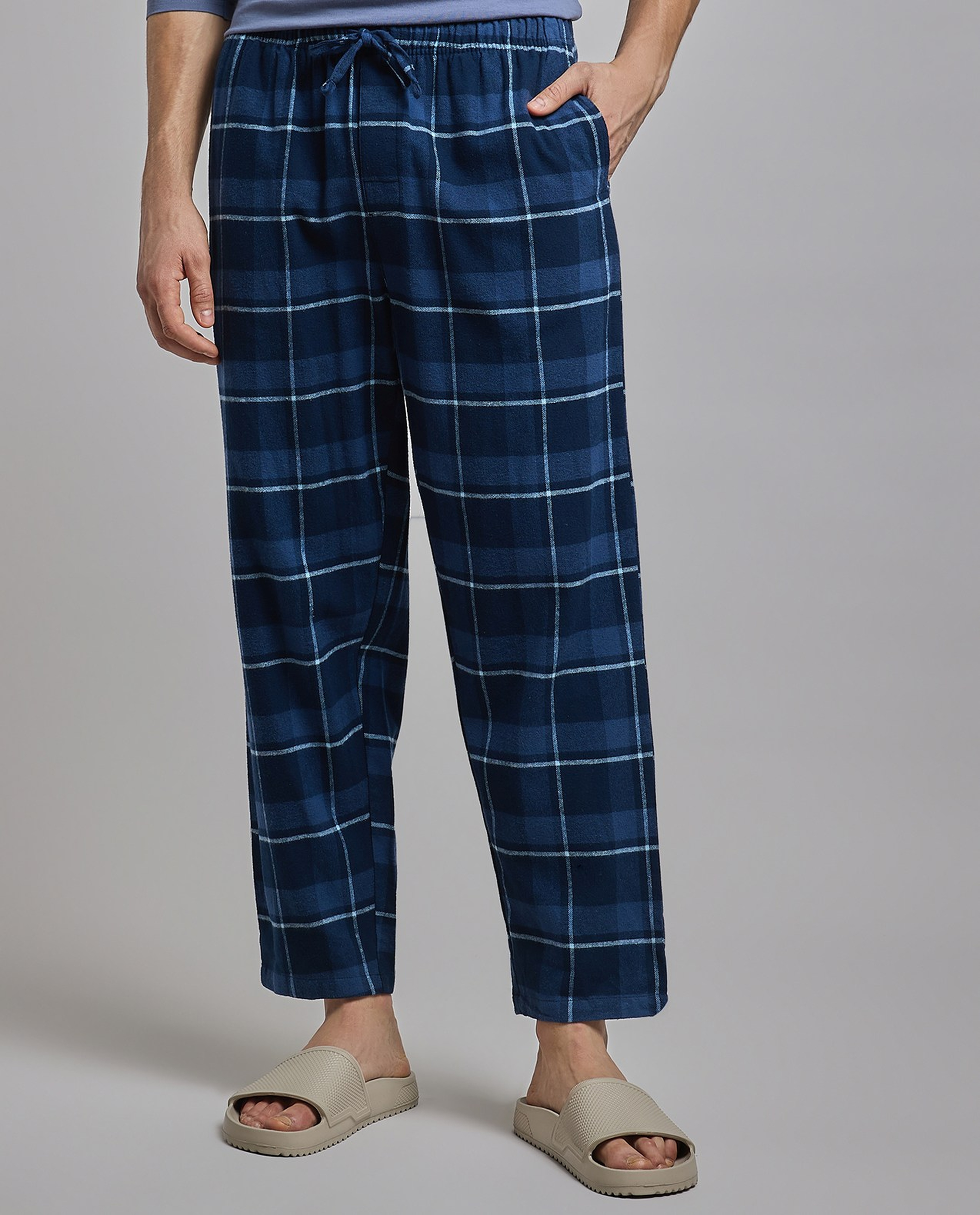 Plaid Lounge Pants with Drawstring Waist