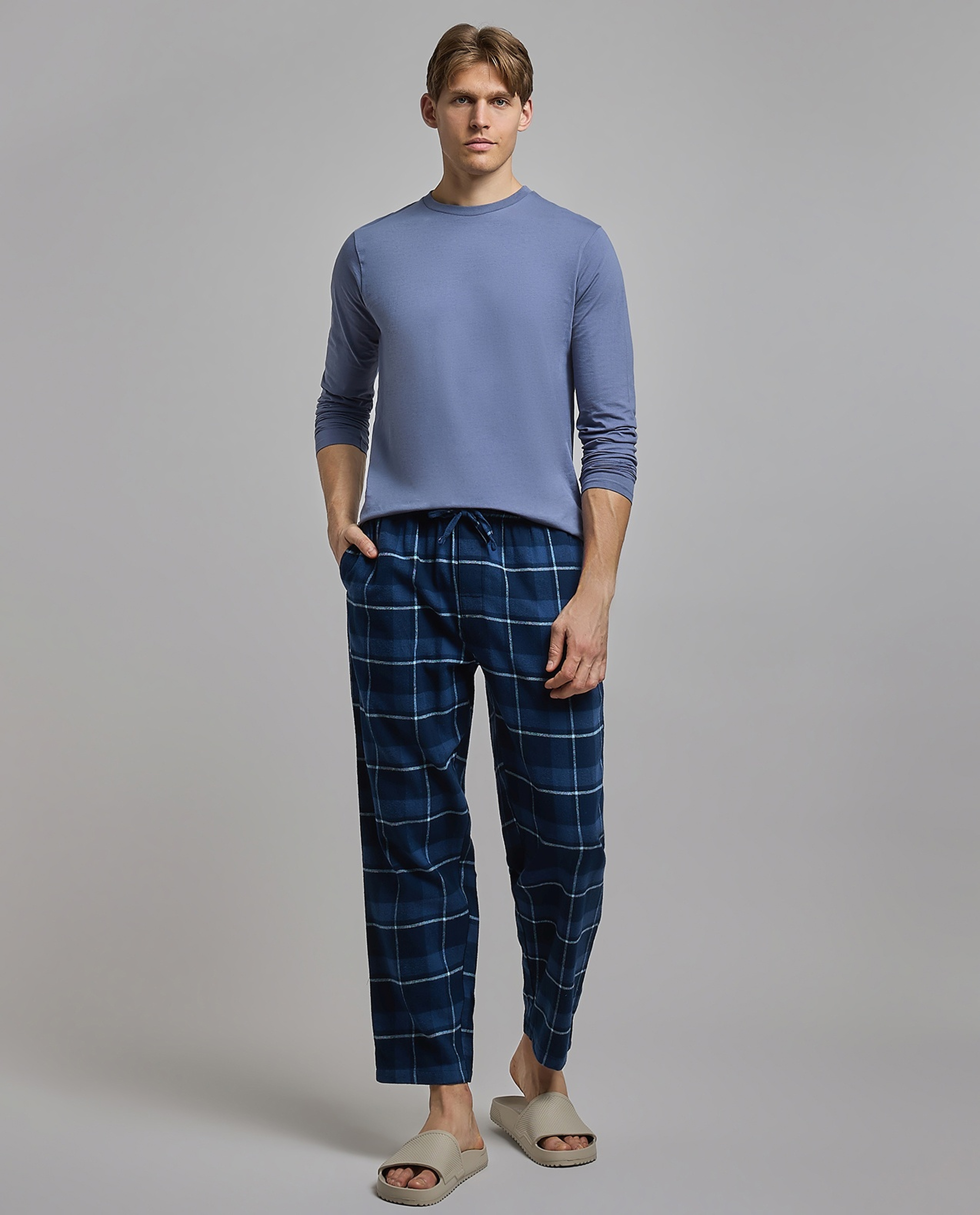 Plaid Lounge Pants with Drawstring Waist