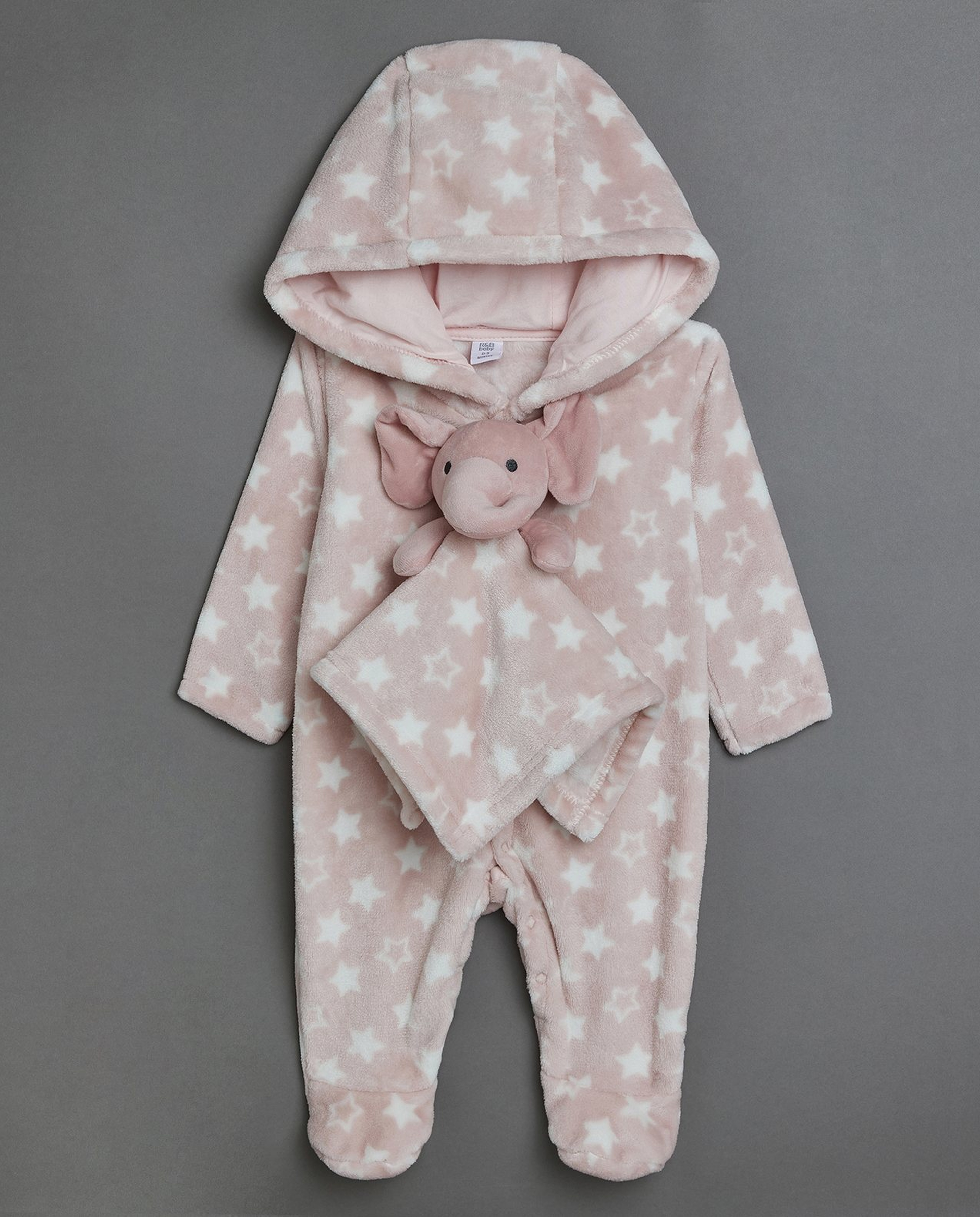 Heart Patterned Hooded Sleepsuit