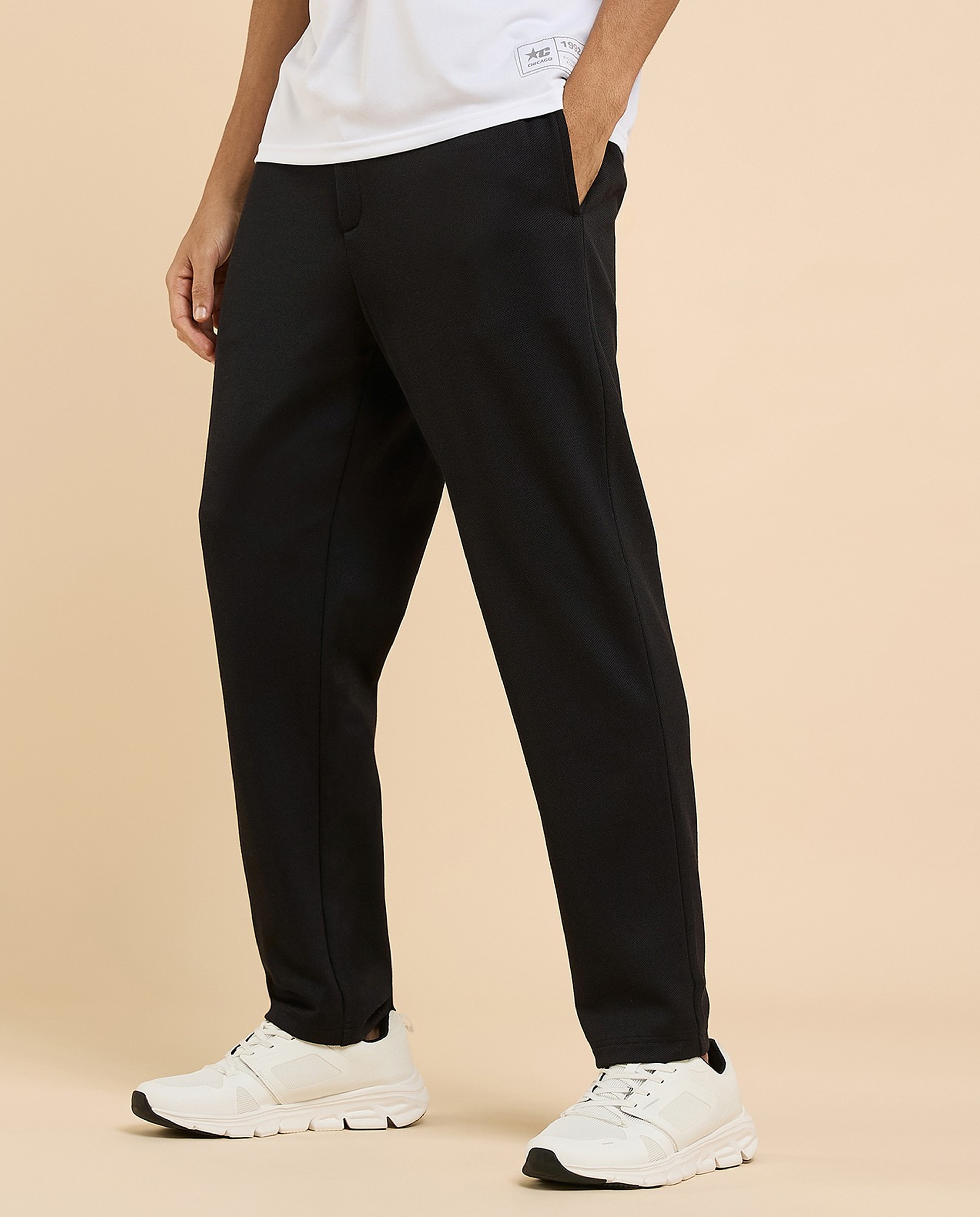 Textured Knit Pants with Drawstring Waist