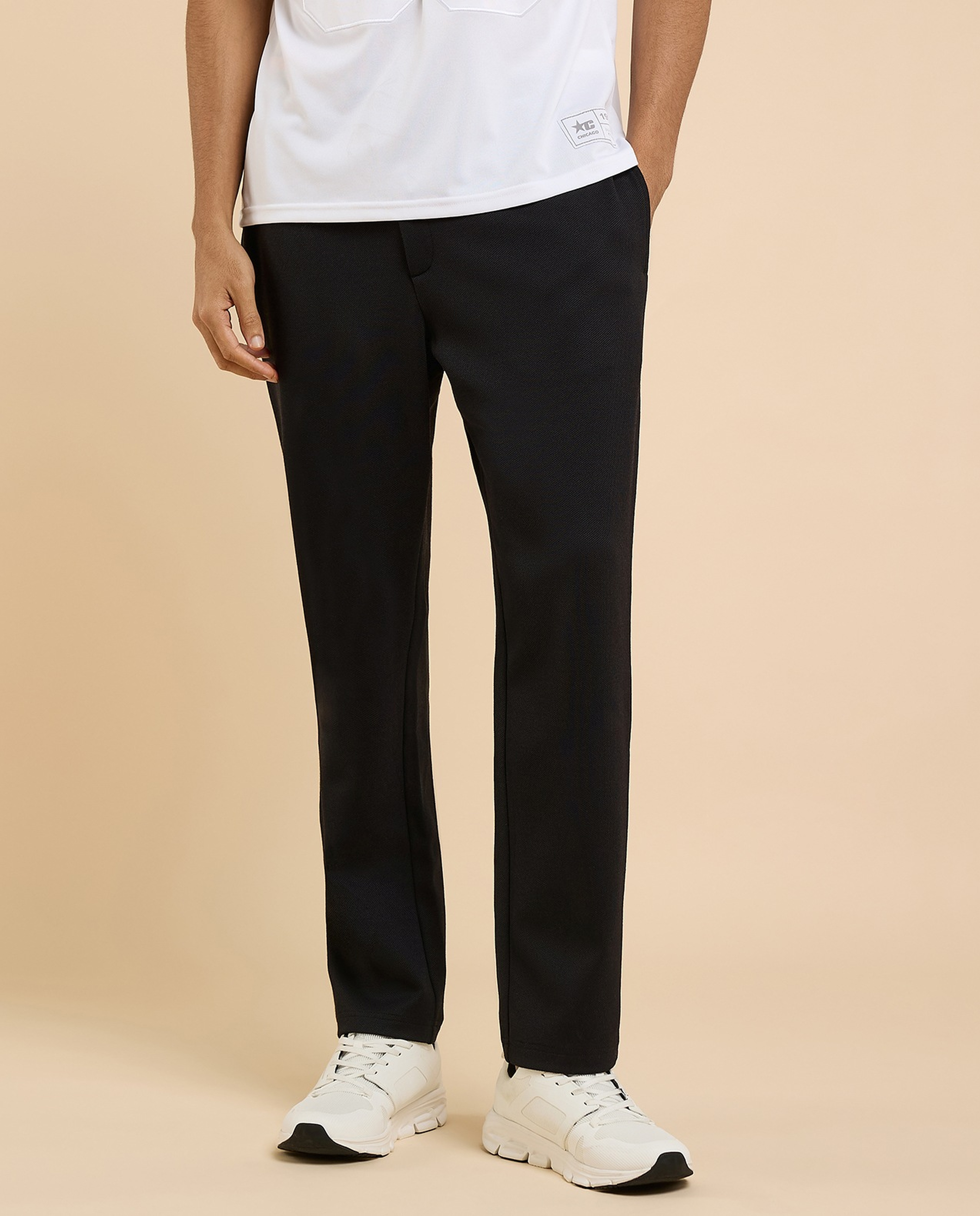 Textured Knit Pants with Drawstring Waist