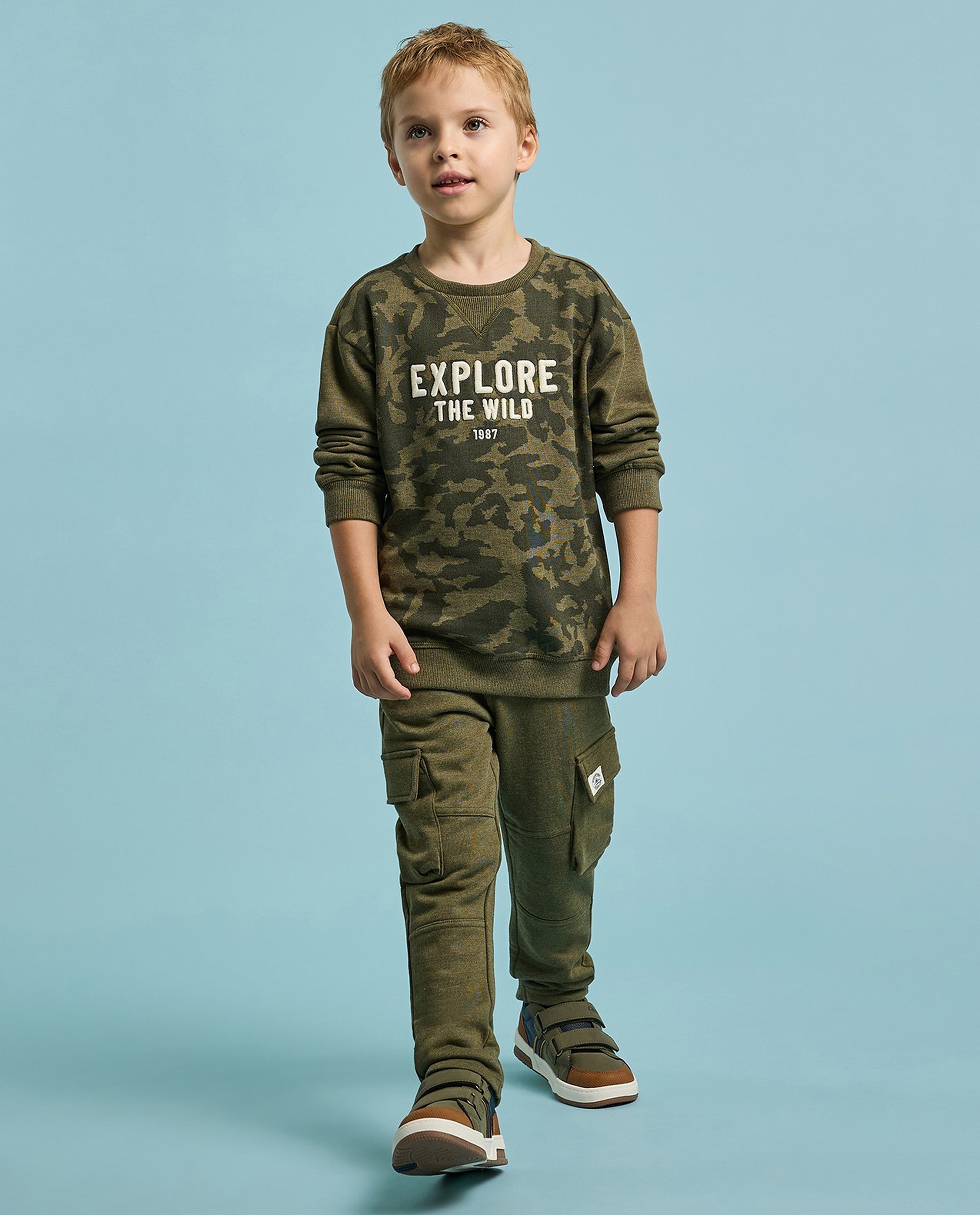 Camo Printed Sweatshirt and Pant Set