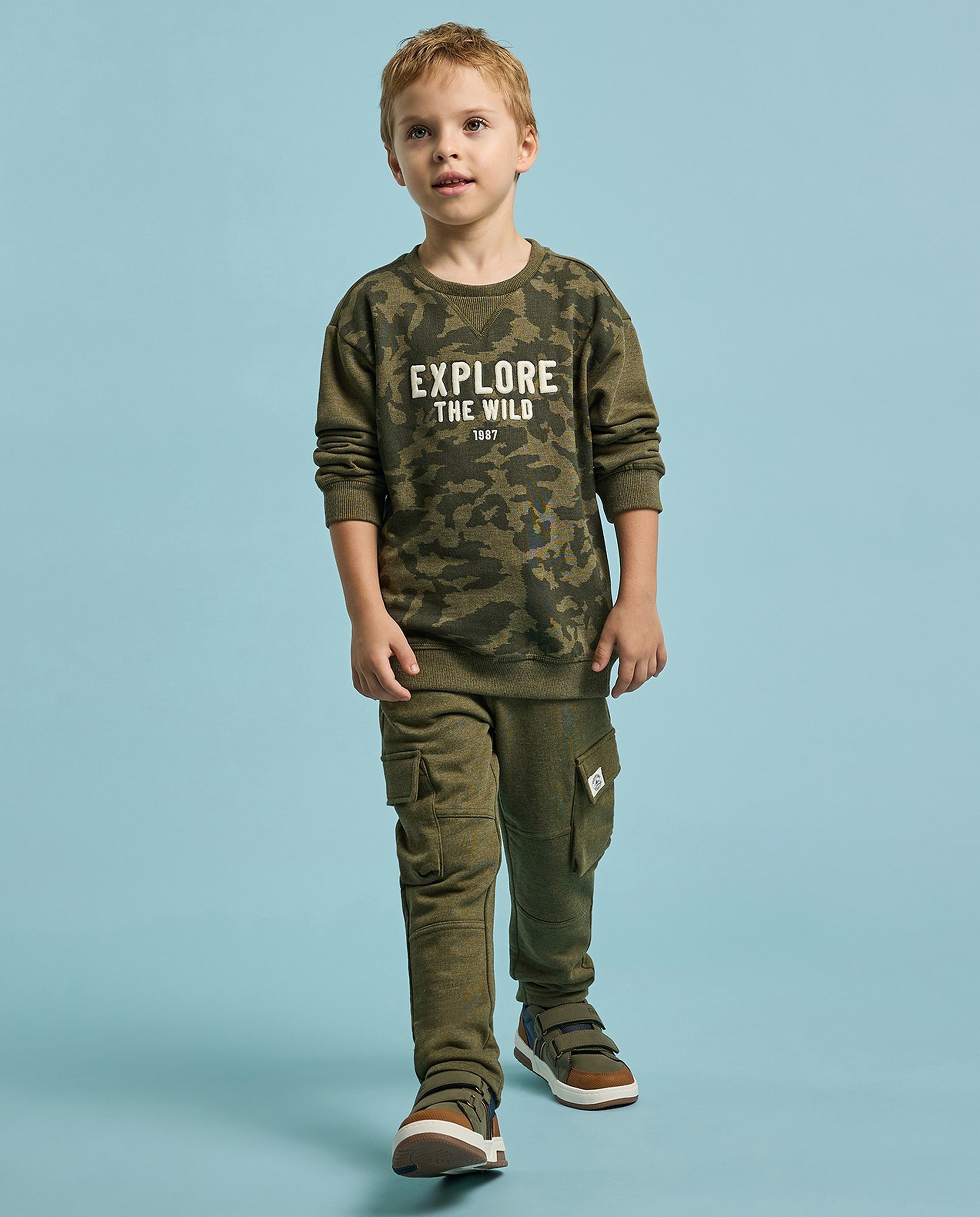 Camo Printed Sweatshirt and Pant Set