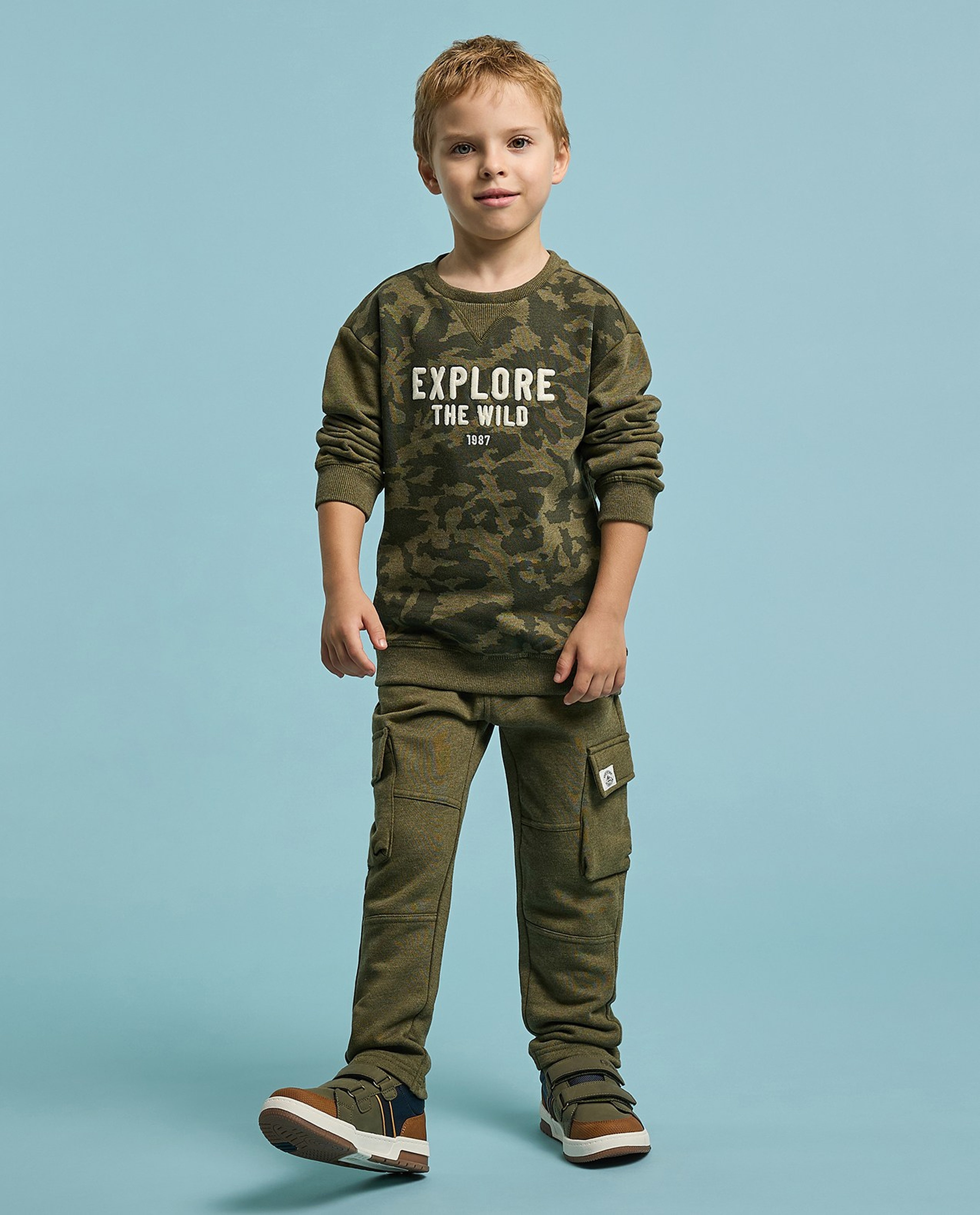 Camo Printed Sweatshirt and Pant Set