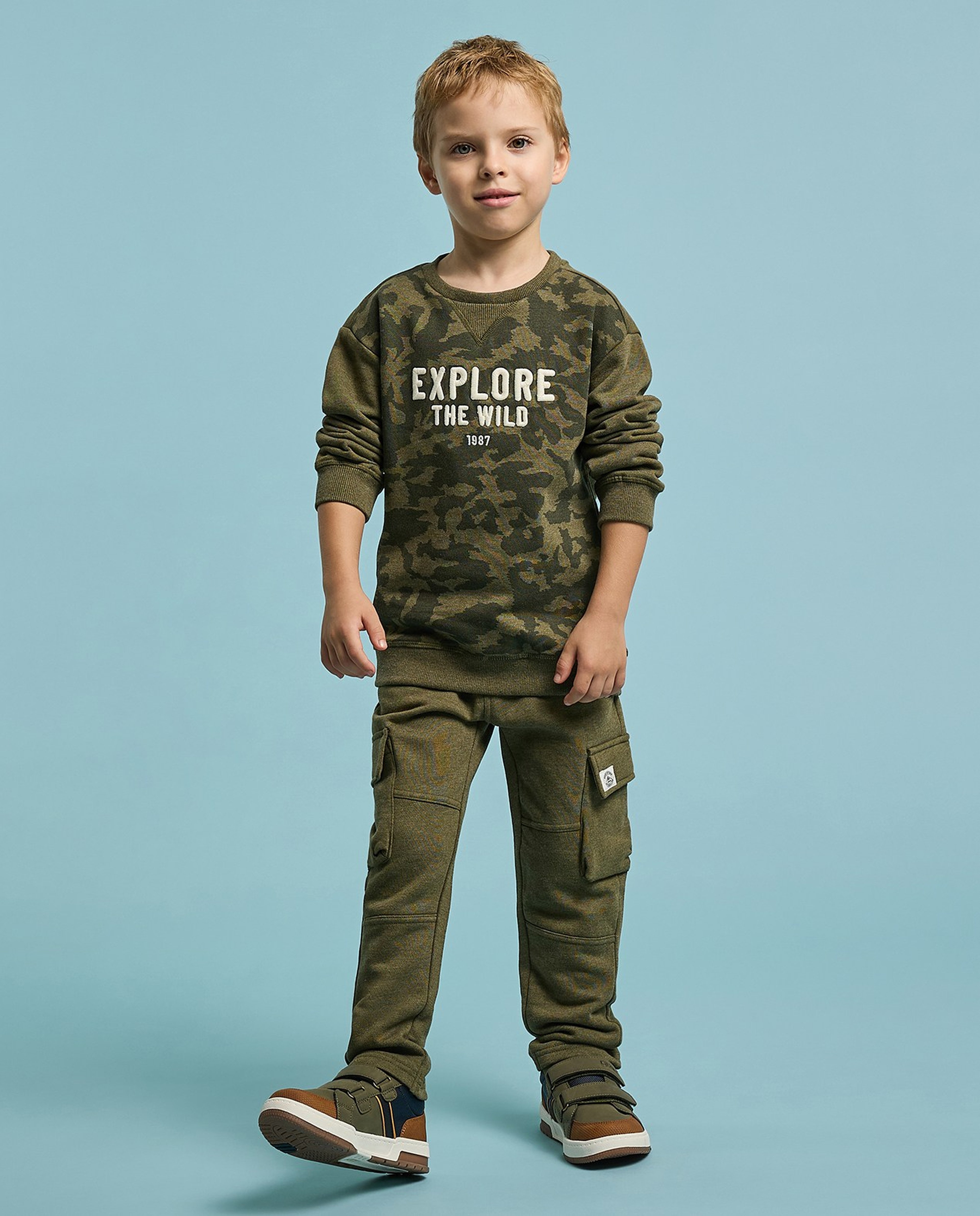 Camo Printed Sweatshirt and Pant Set
